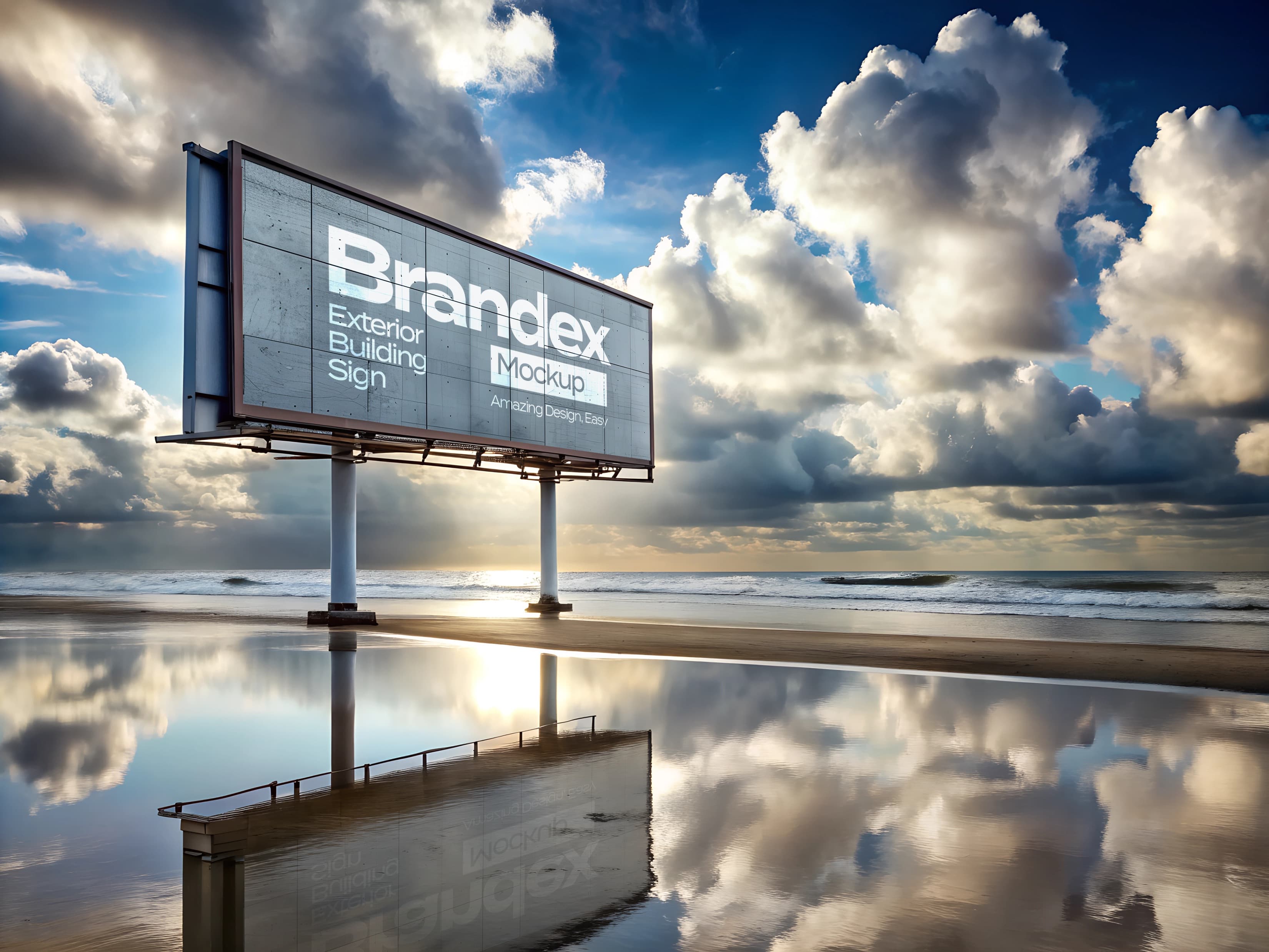 Oceanfront billboard mockup