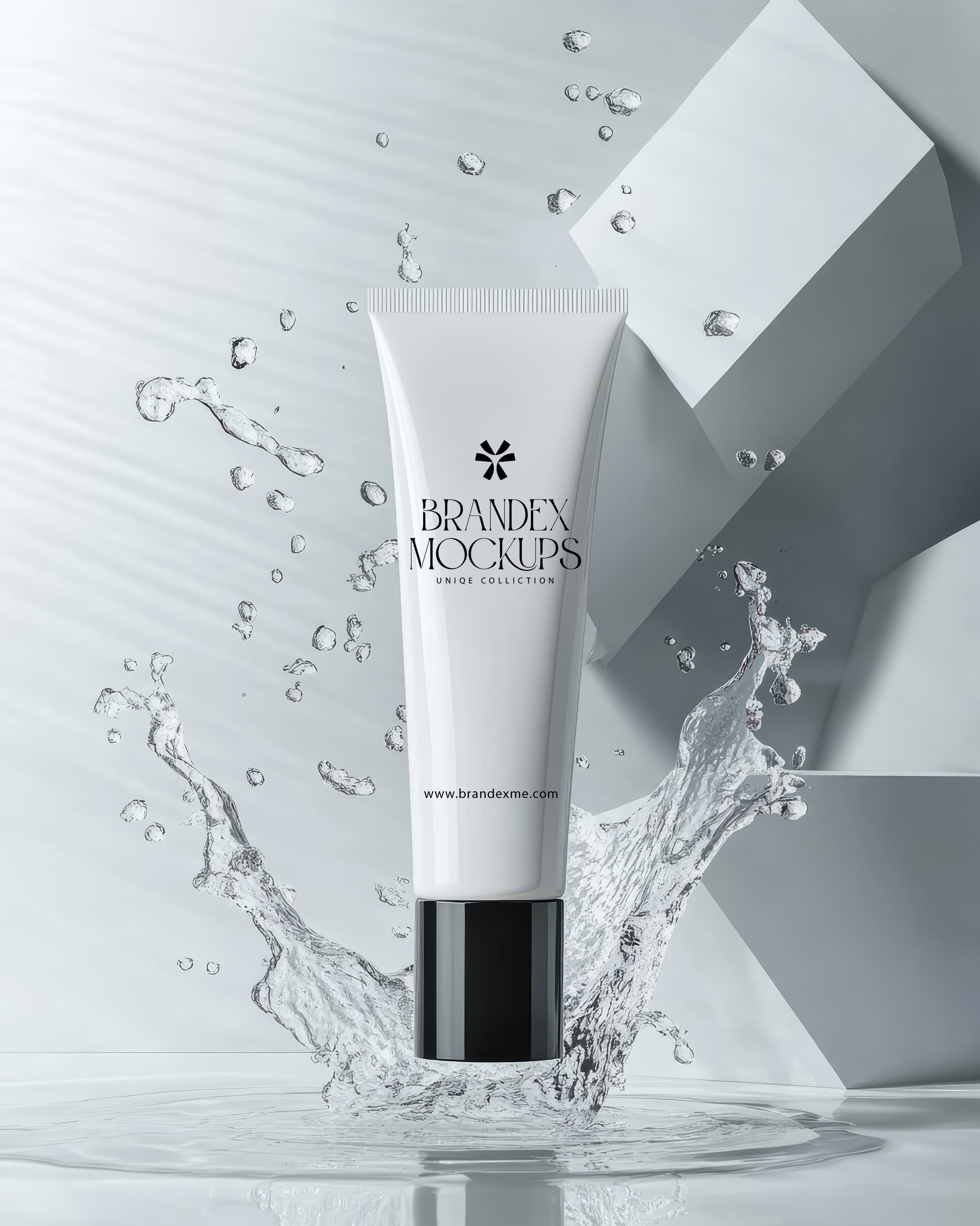 Splash effect cosmetic tube mockup