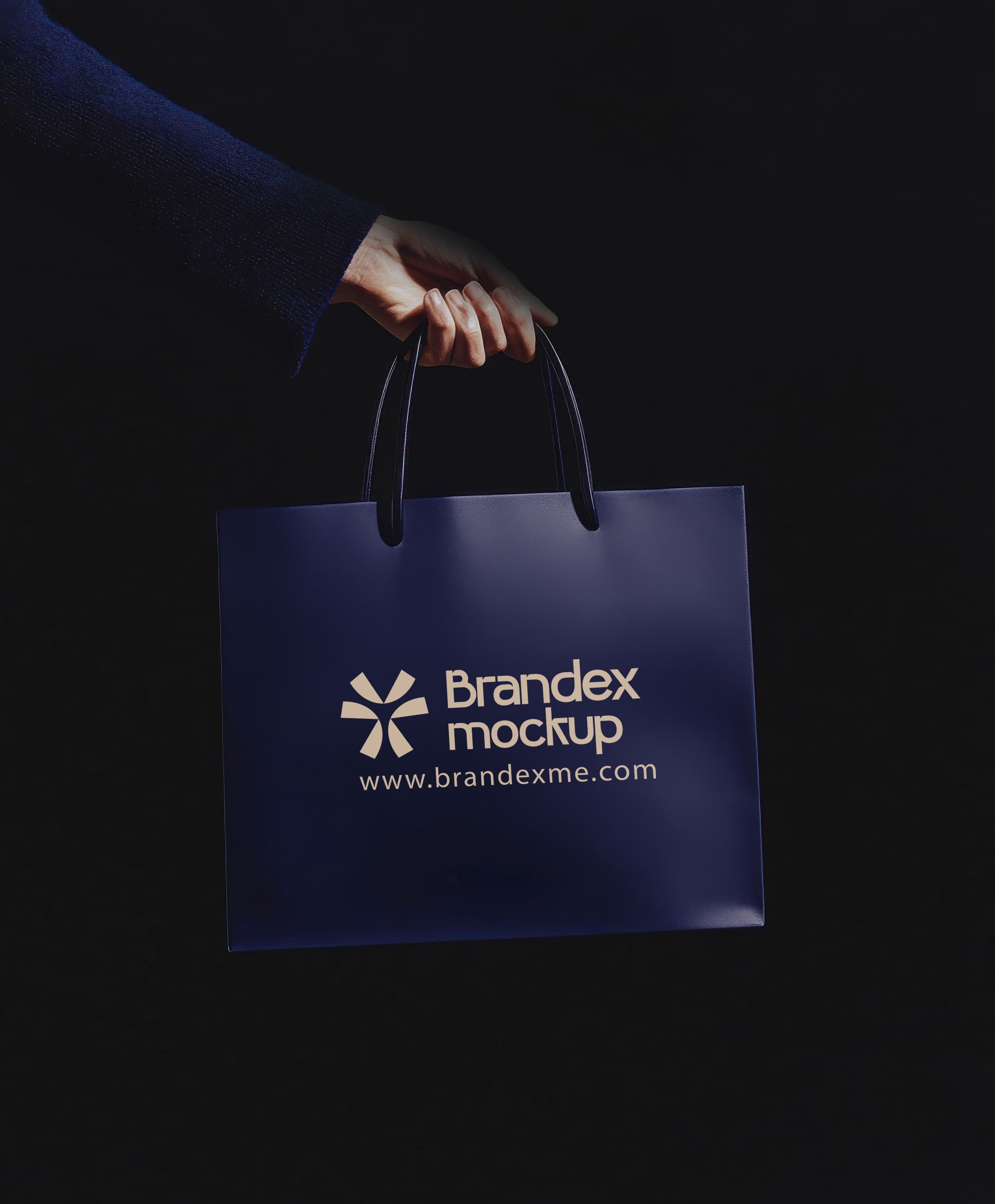Elegant navy blue shopping bag mockup