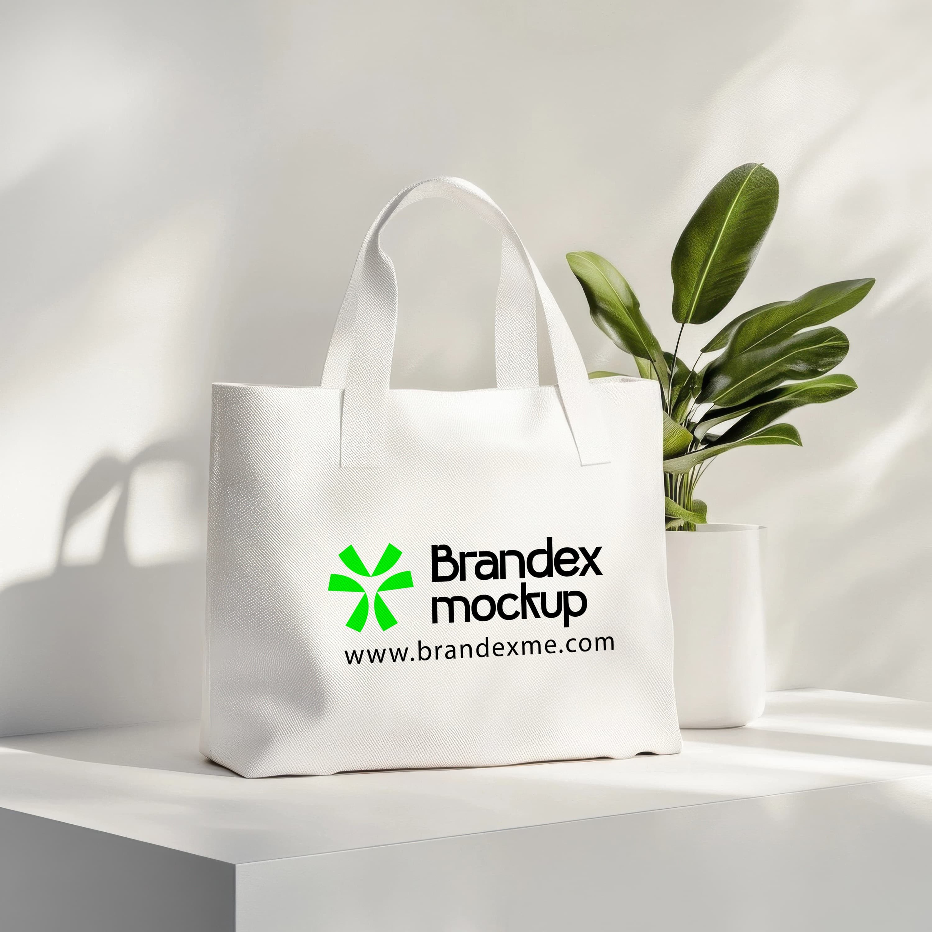 Modern white tote bag mockup