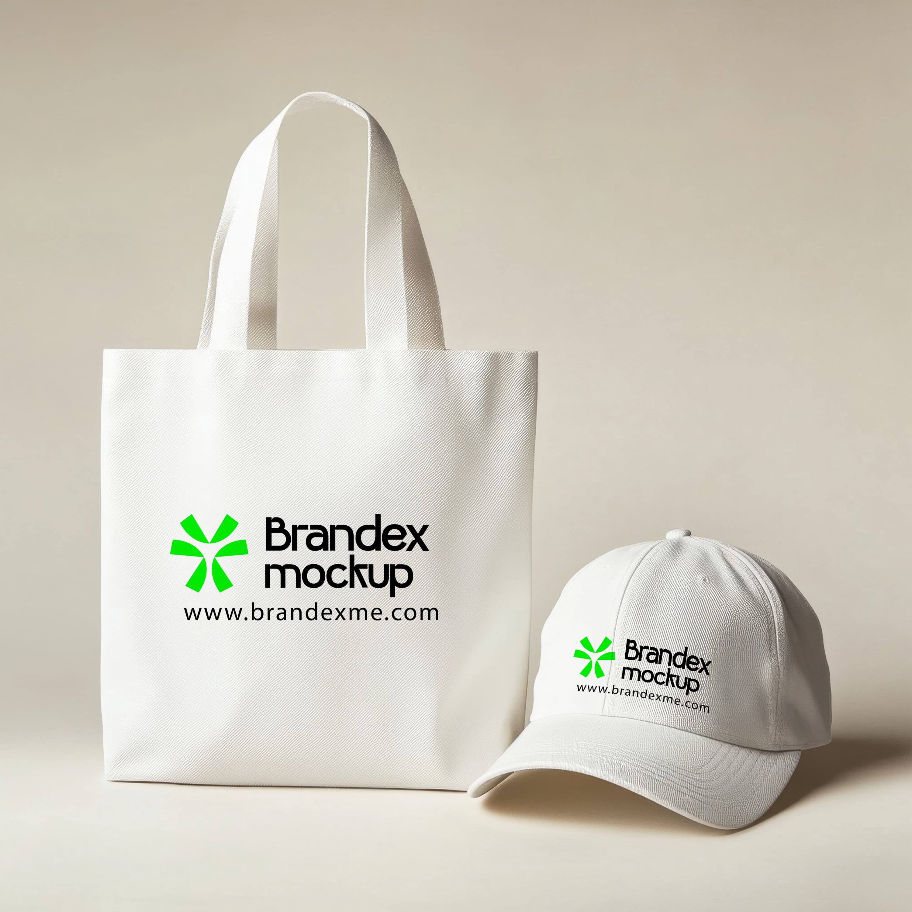 White tote bag and cap mockup
