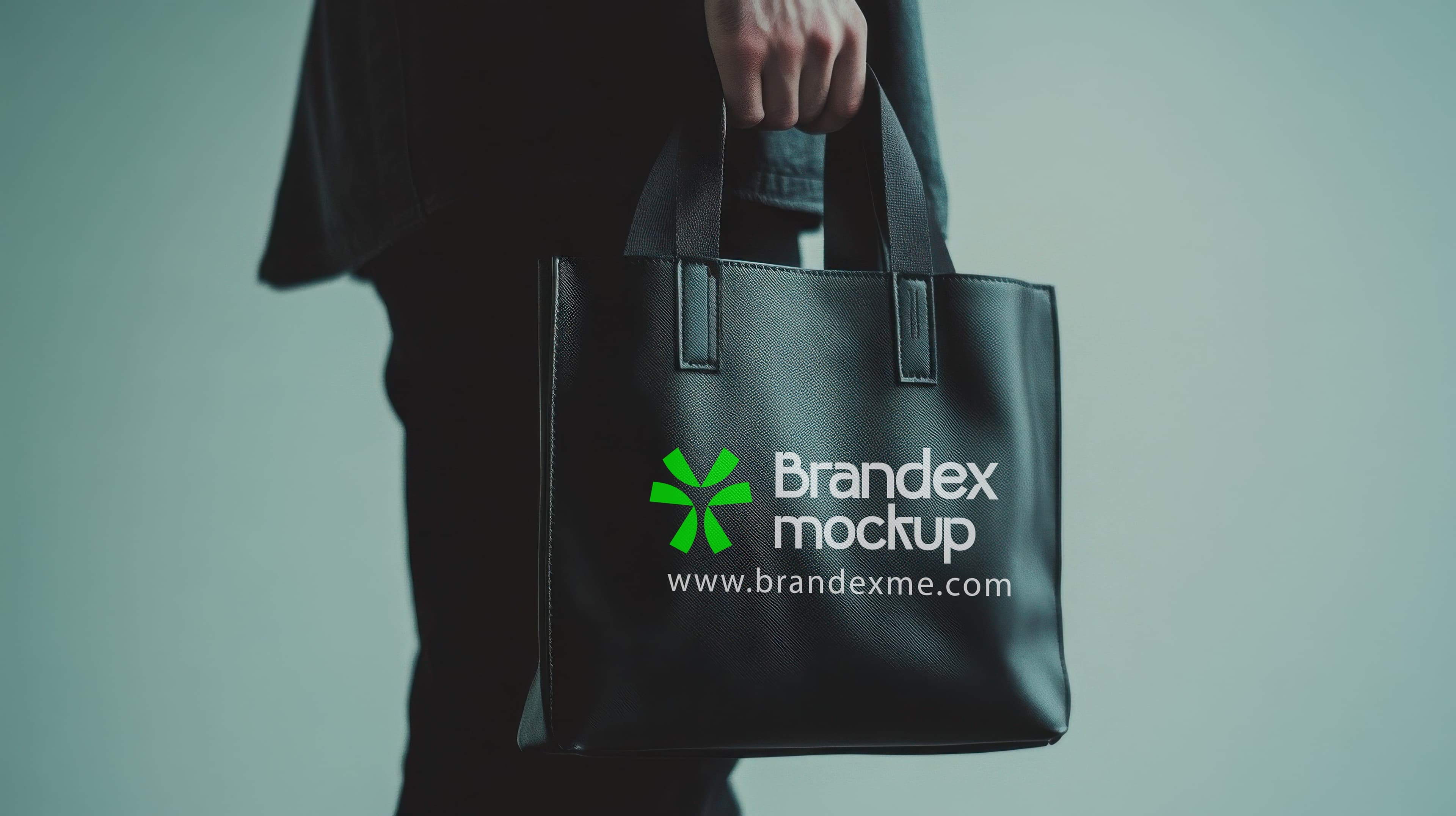 Elegant black tote bag mockup