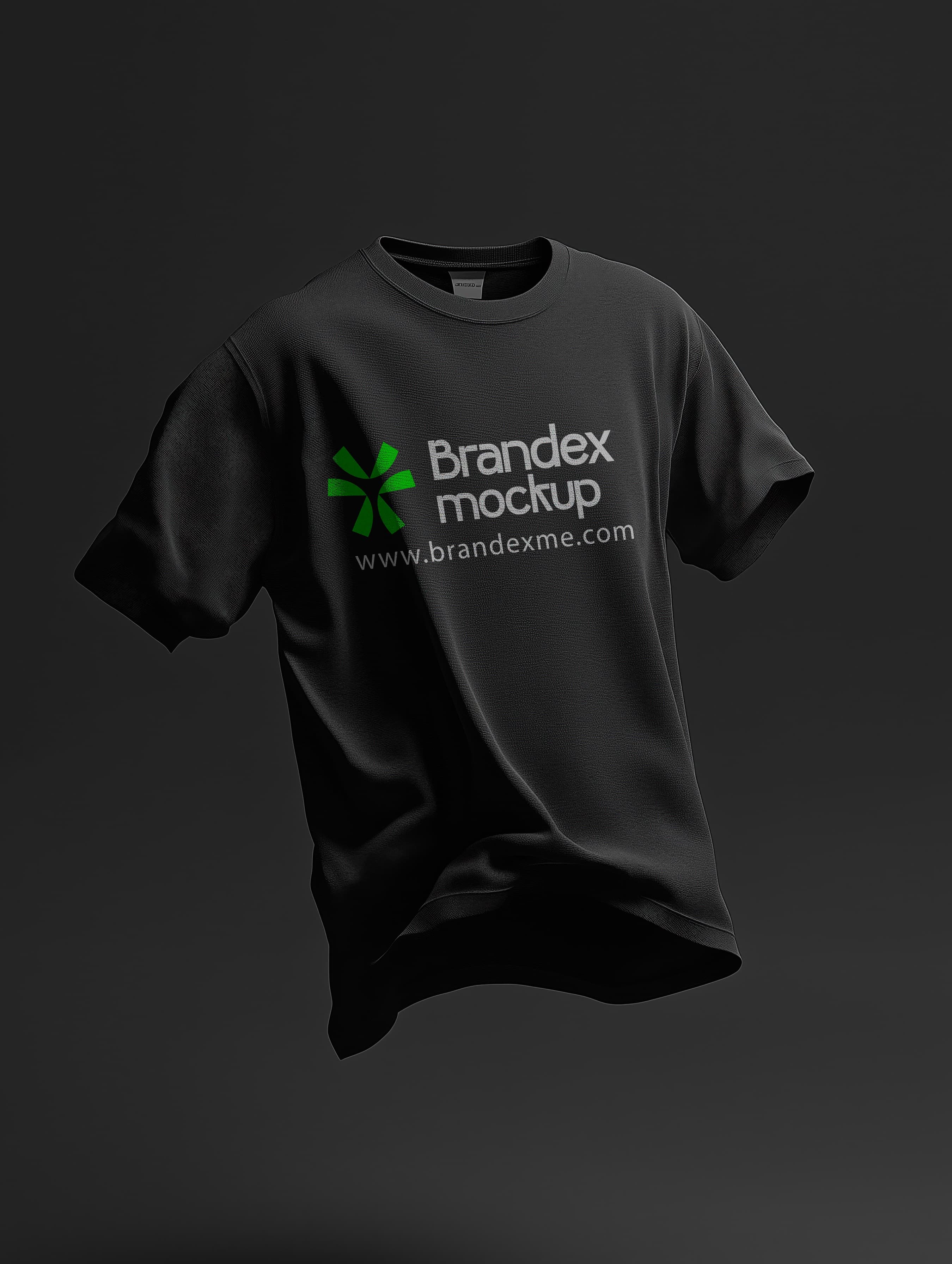 Floating black t-shirt mockup