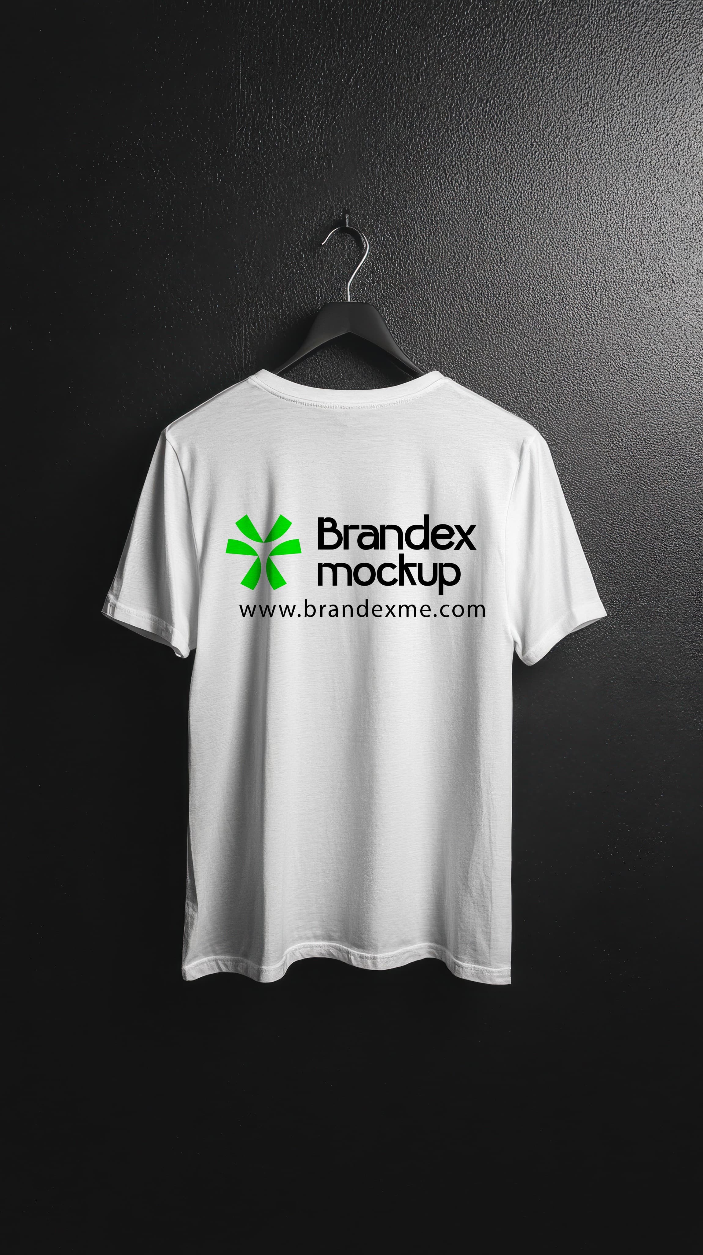 Hanging white t-shirt back view mockup