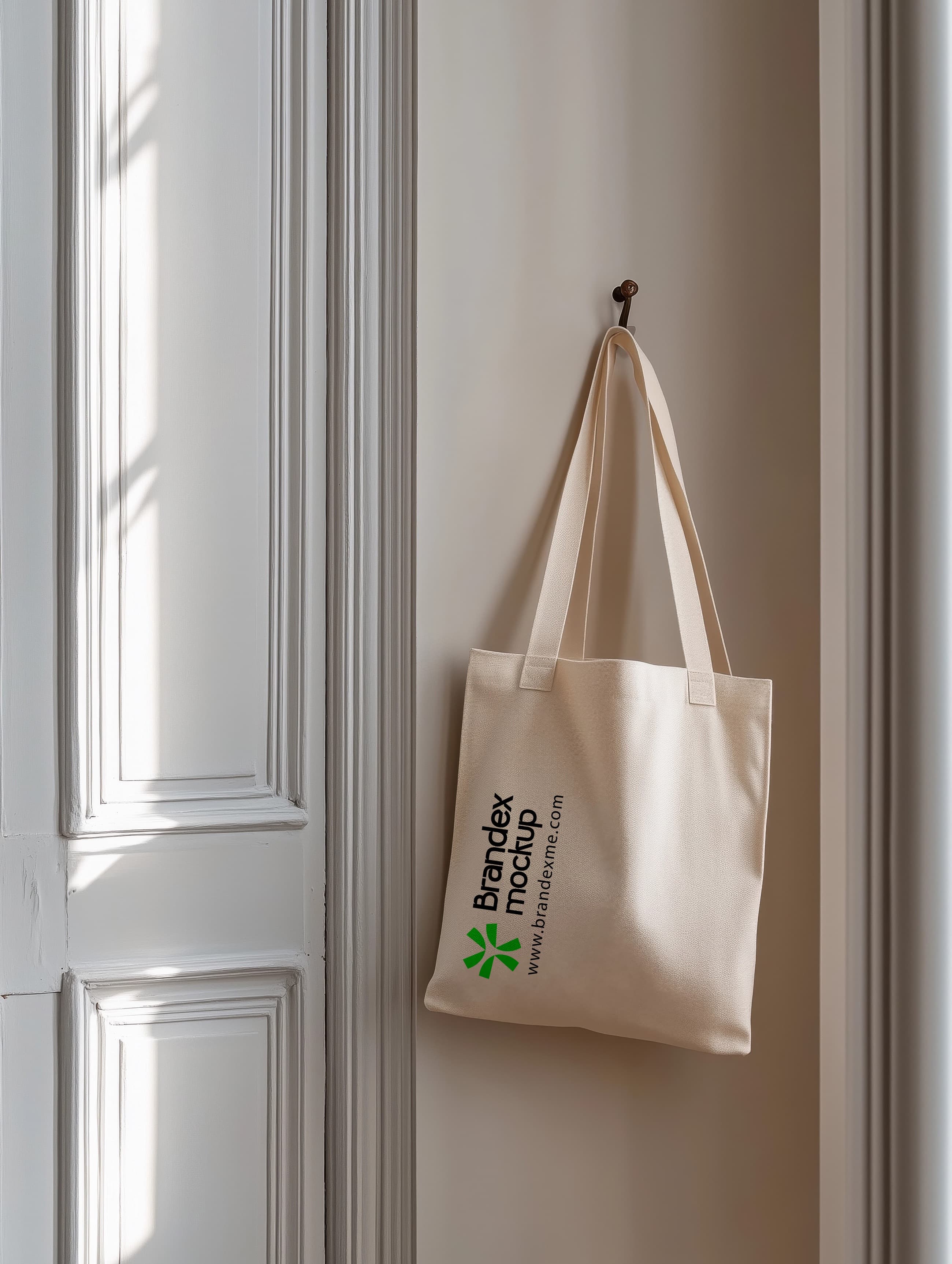Beige tote bag mockup
