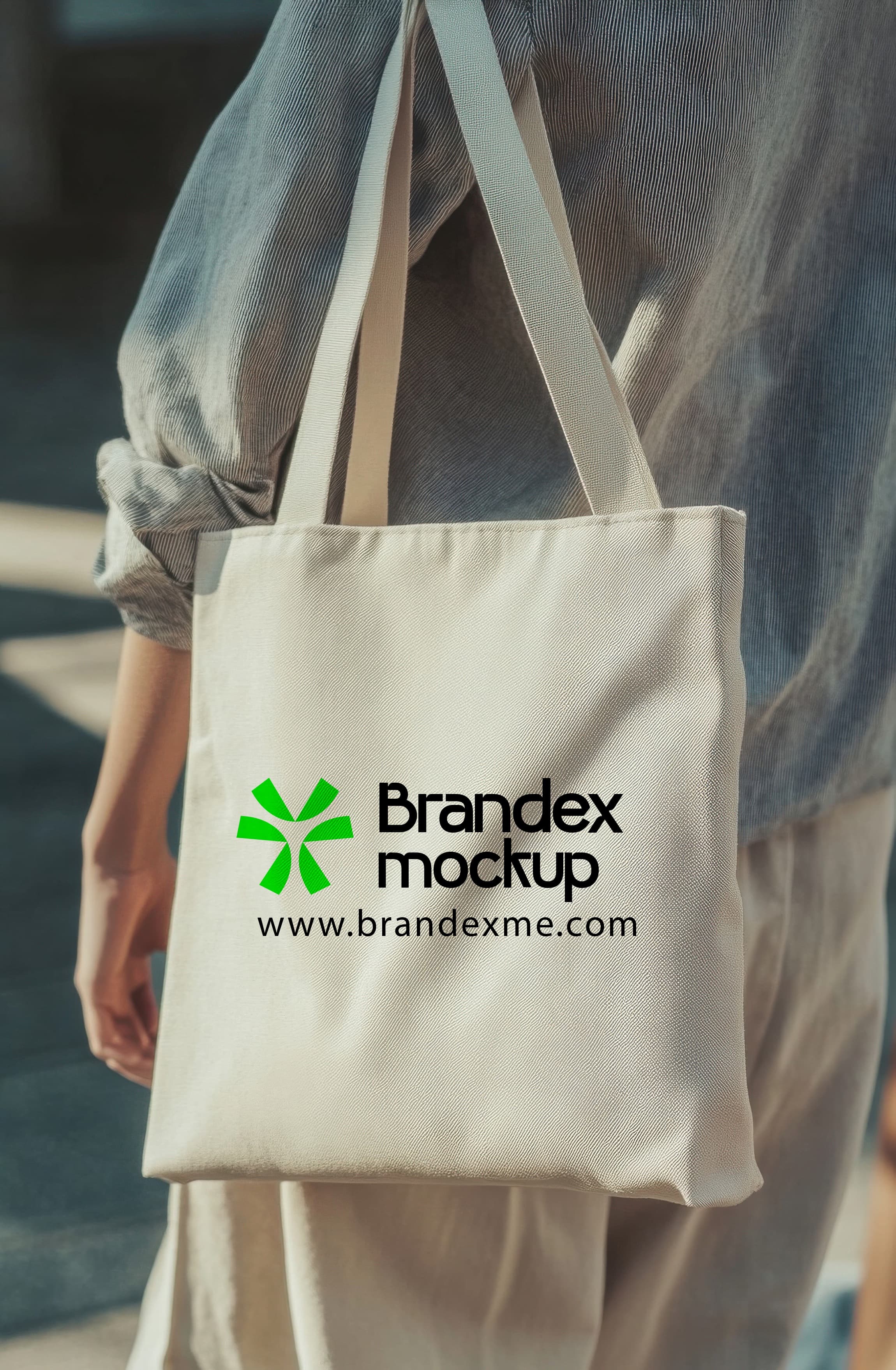 Beige canvas tote bag mockup