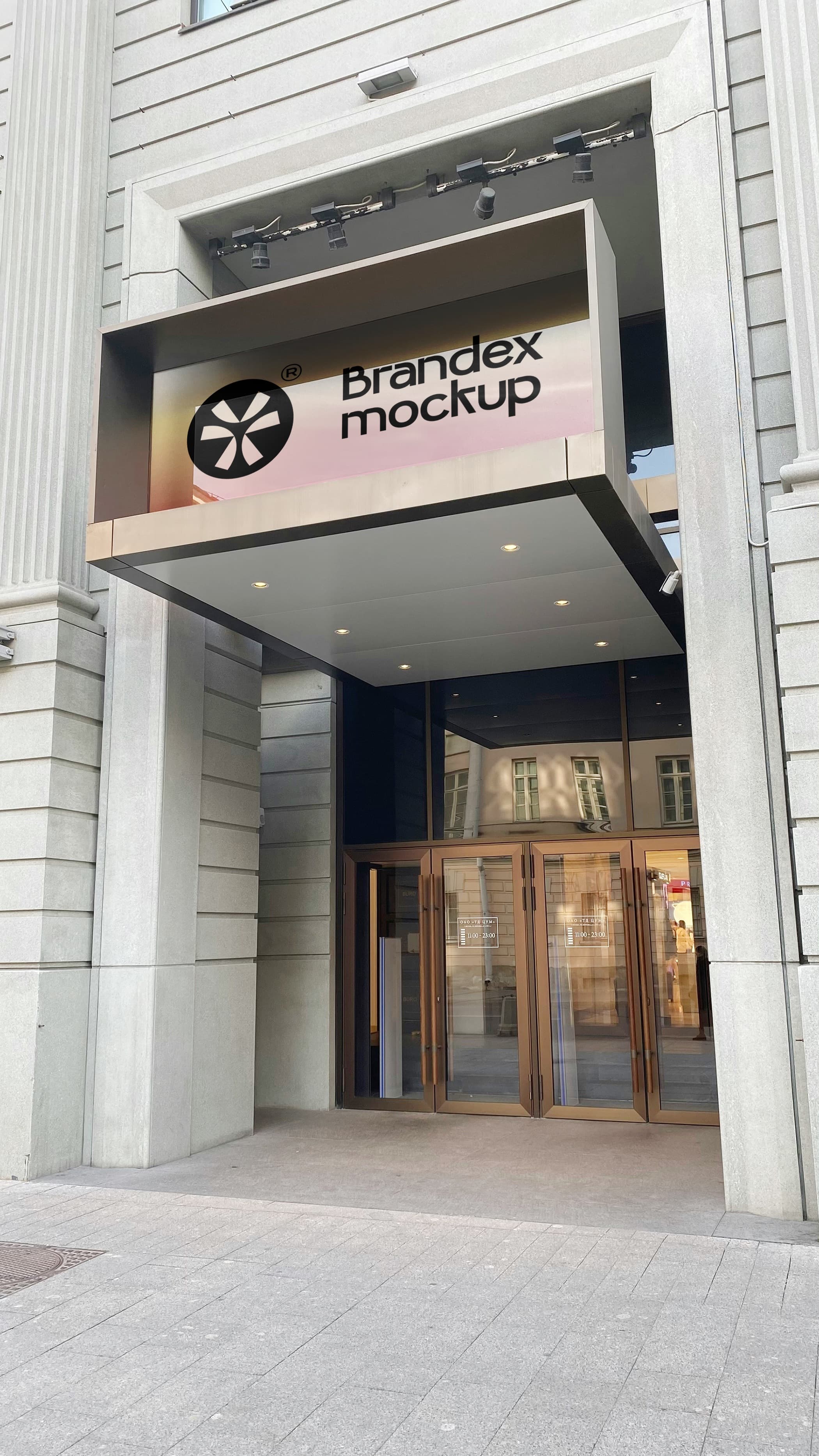 Building entrance sign mockup