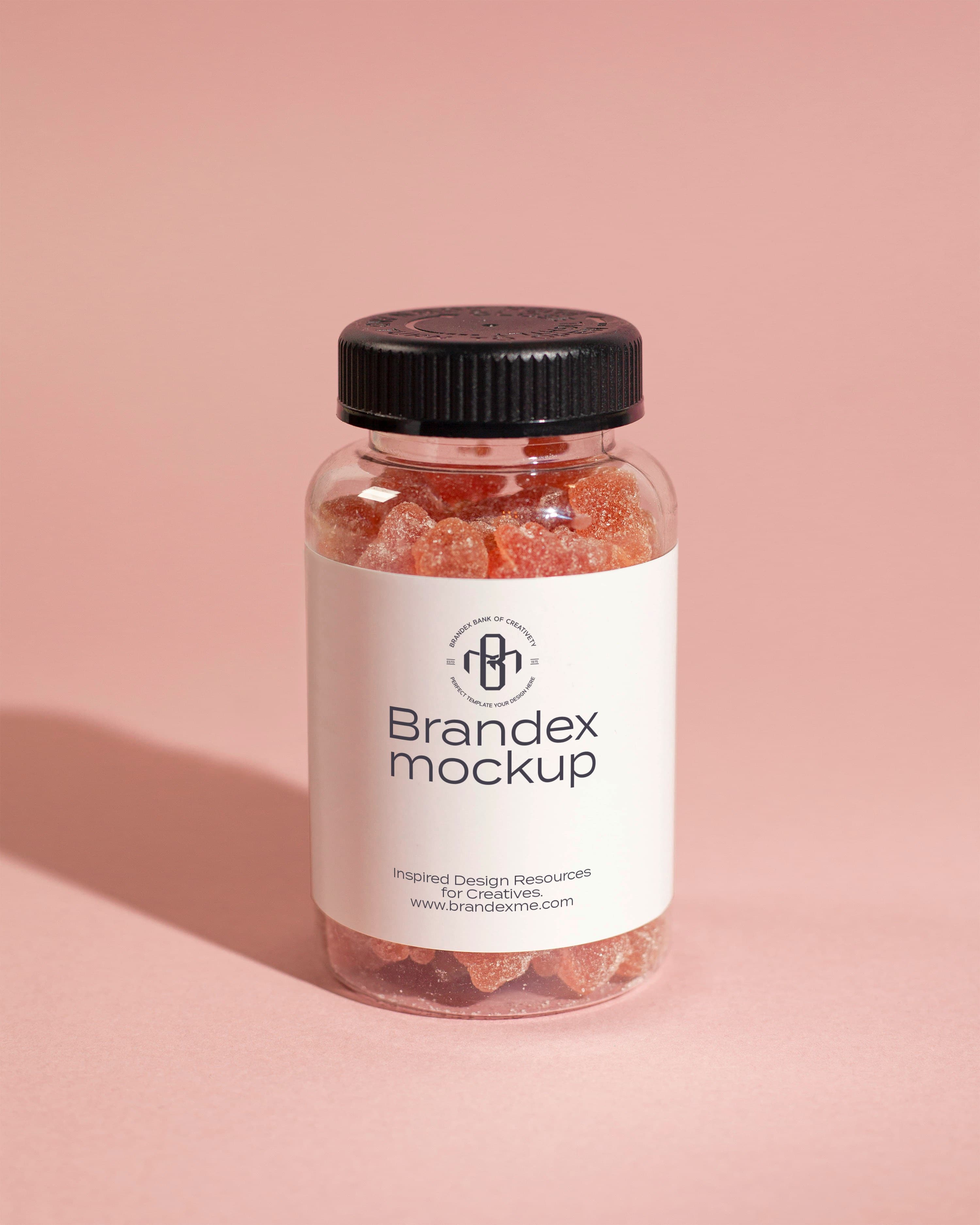 Clear jar gummy candy mockup
