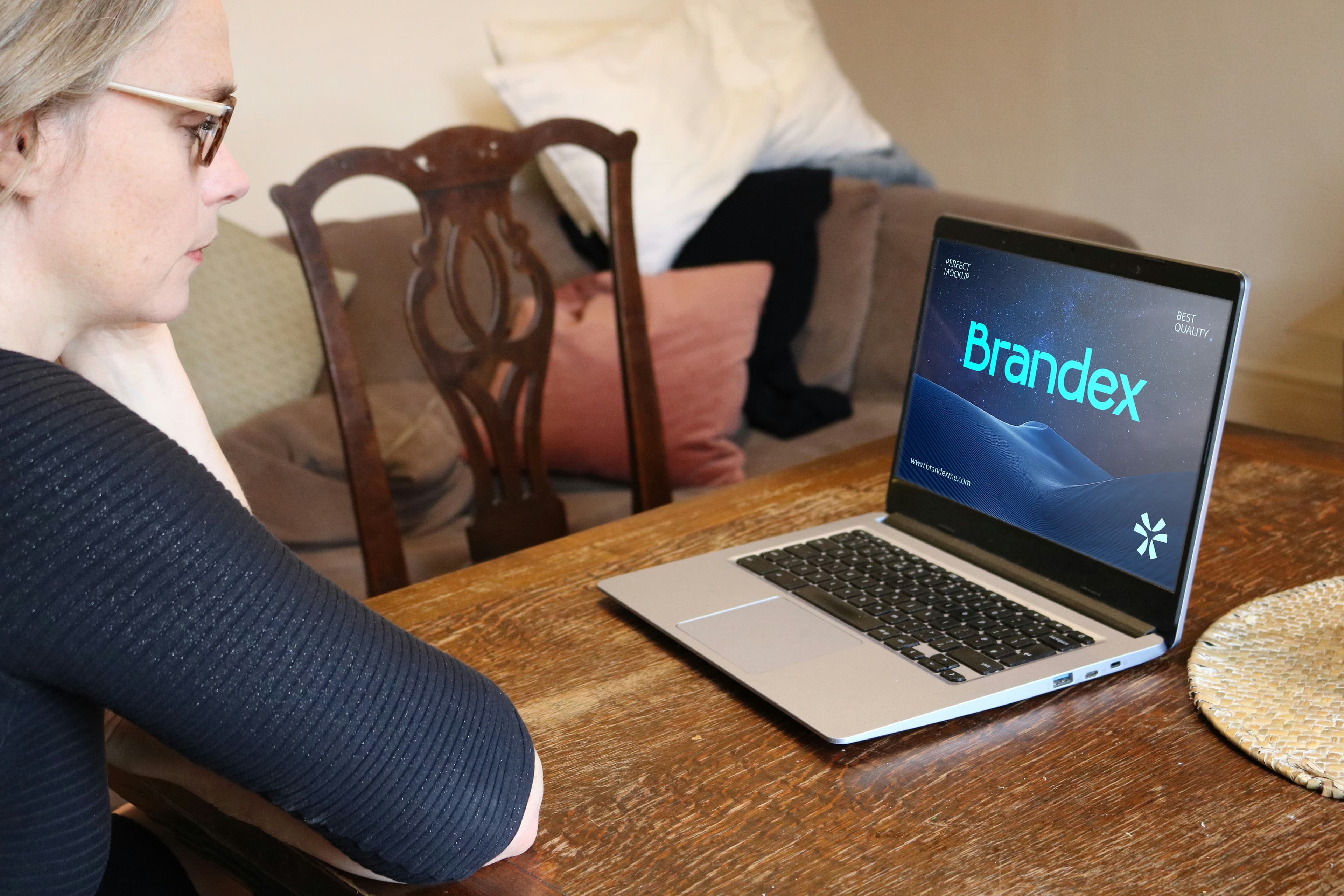 Branding design on laptop screen mockup