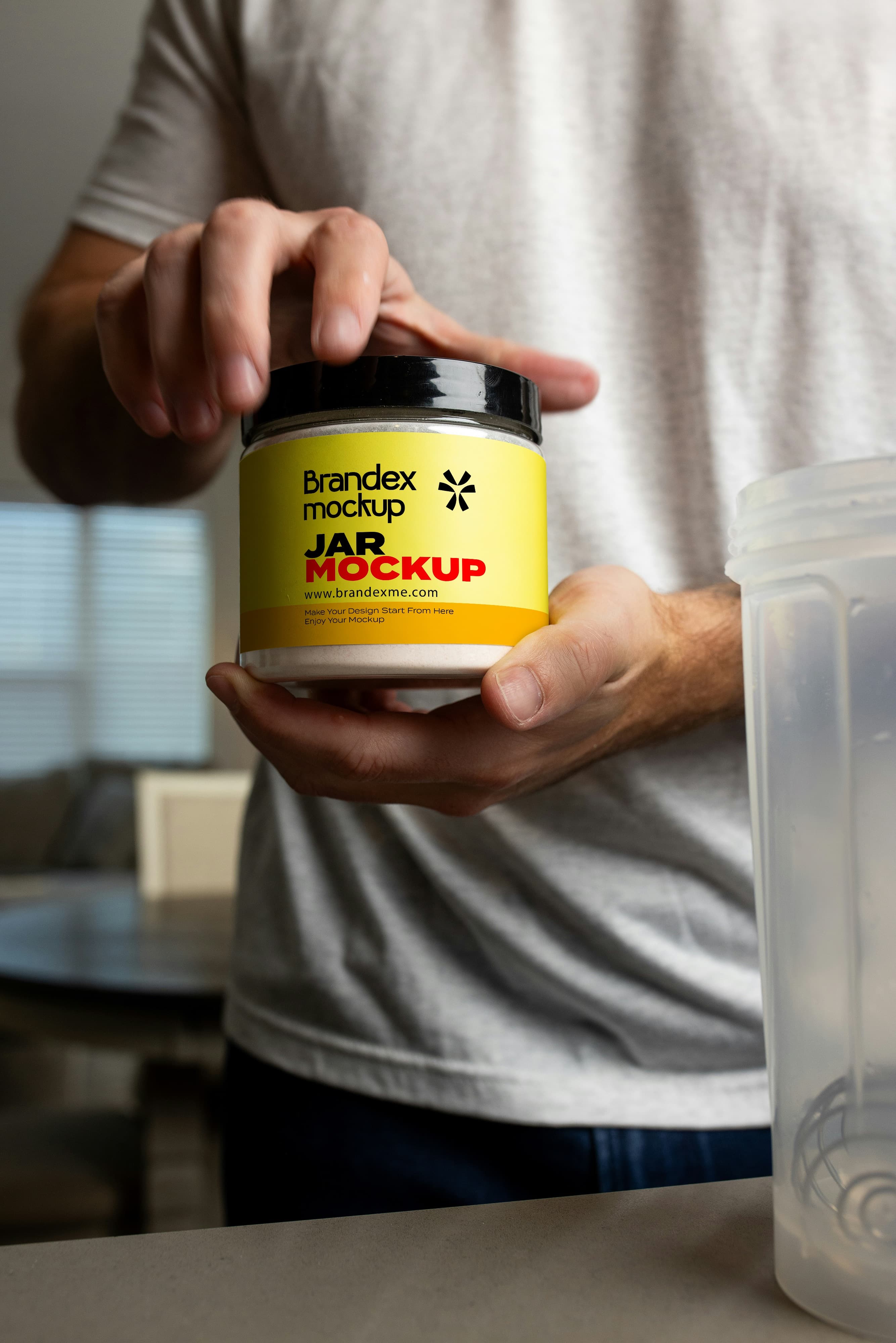 Yellow label jar mockup