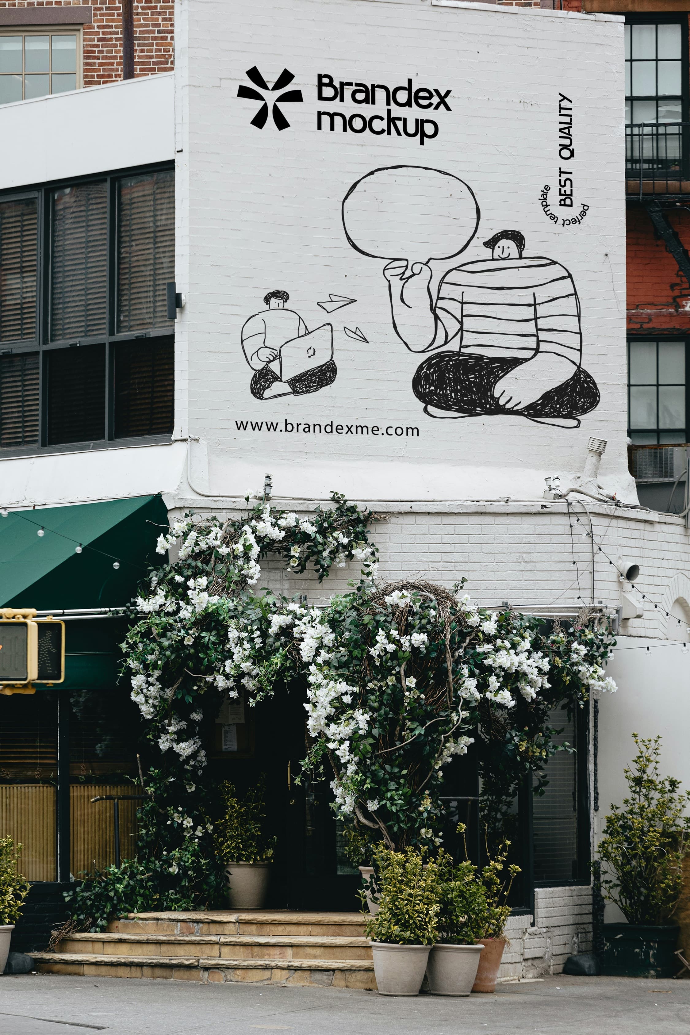 Urban wall mural mockup