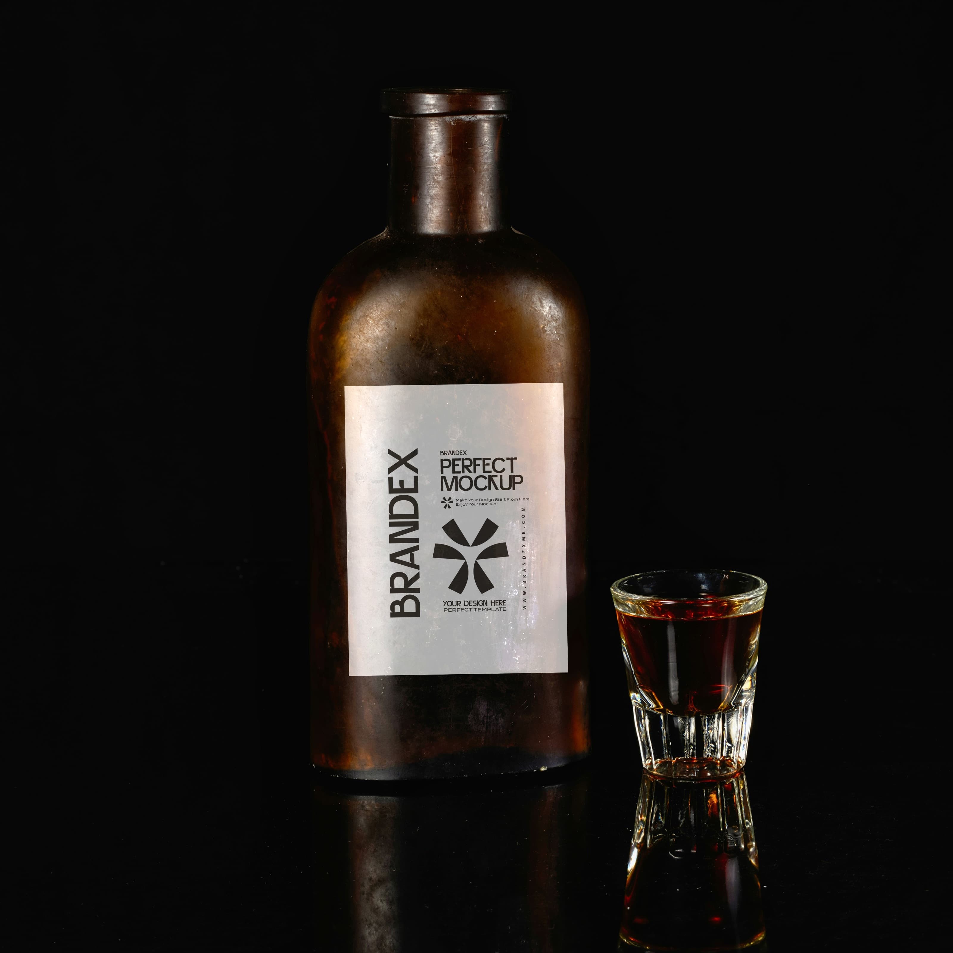 Vintage amber glass mockup
