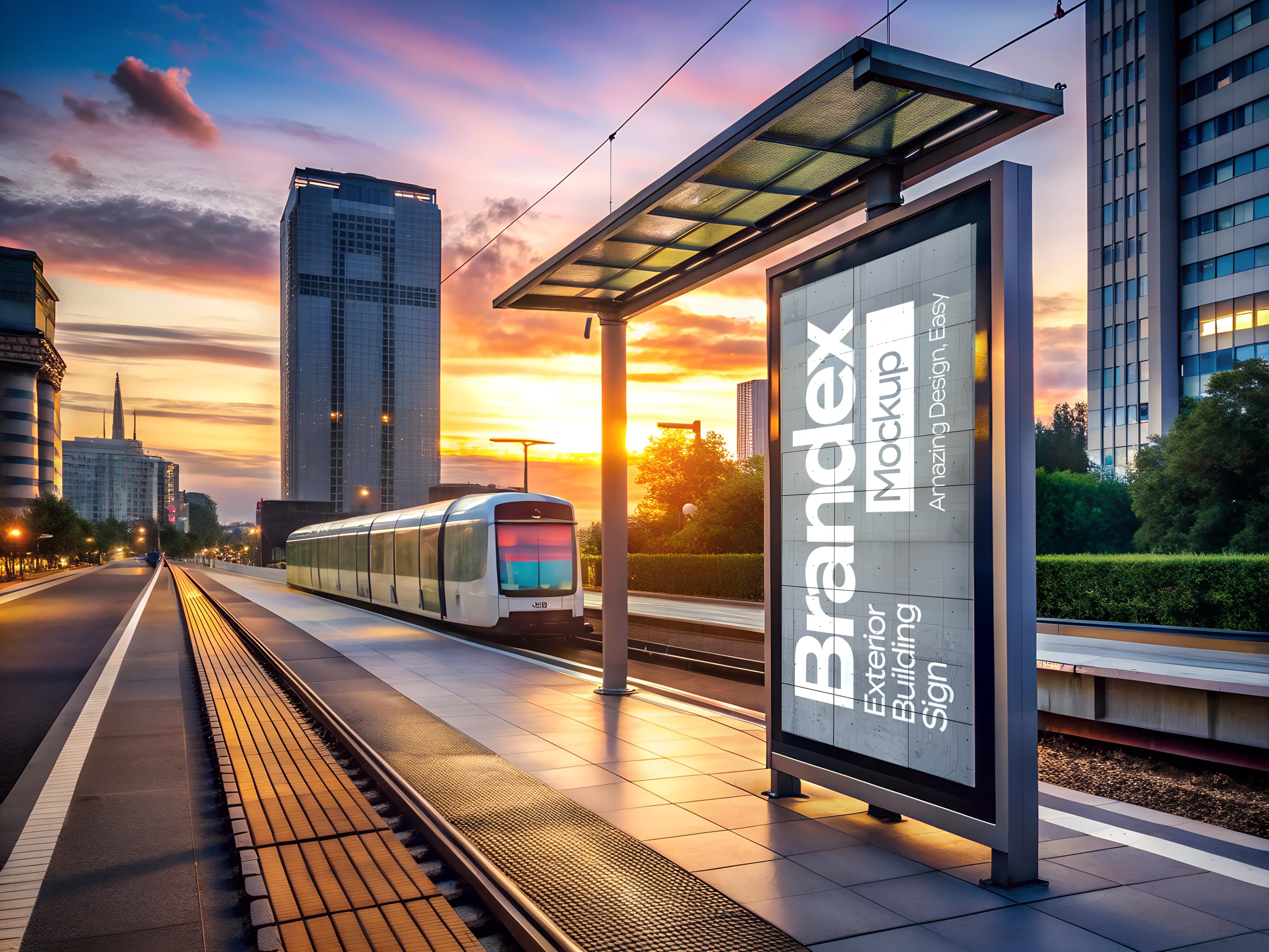 Train station billboard mockup