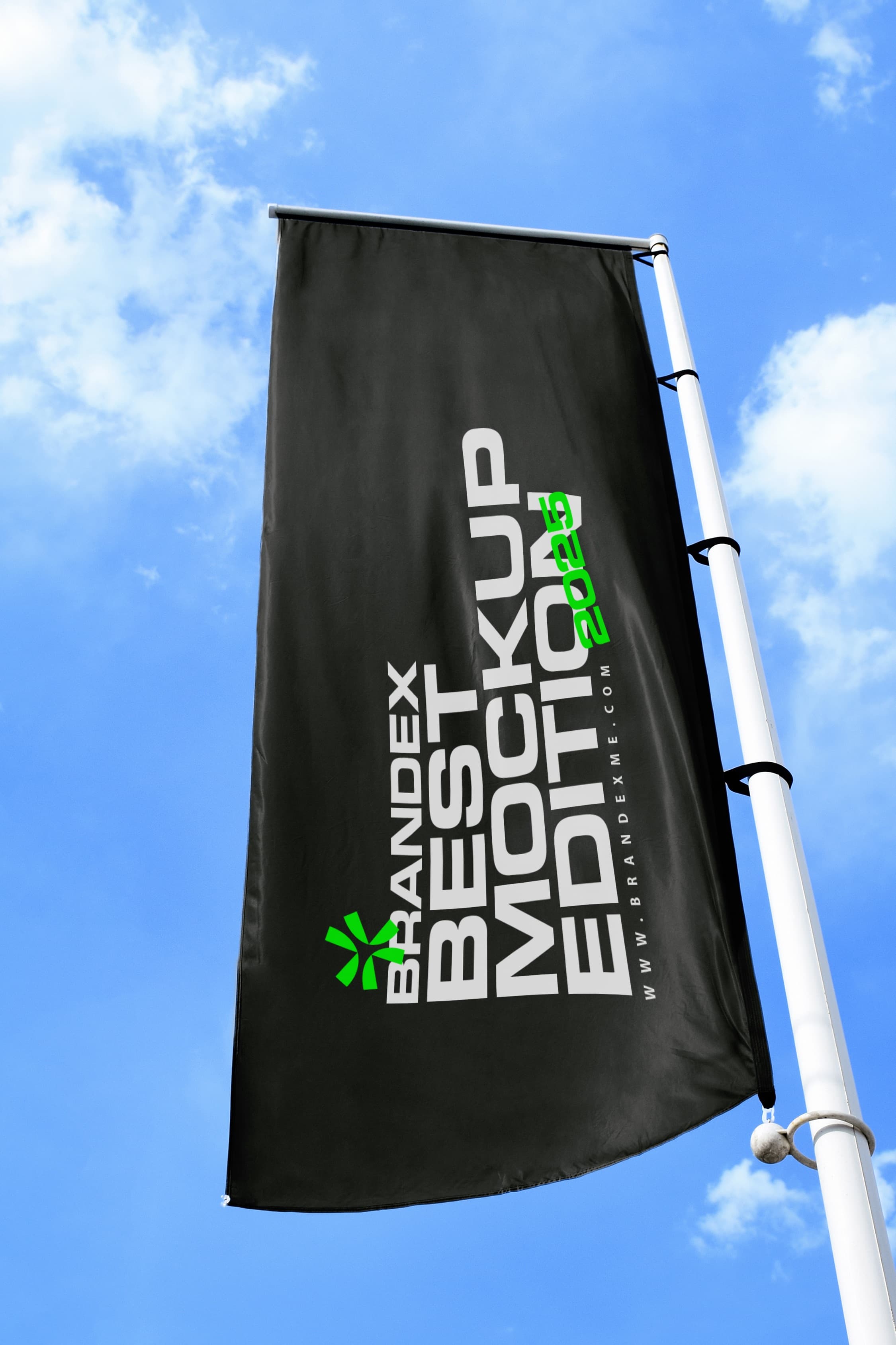 Black outdoor flag mockup