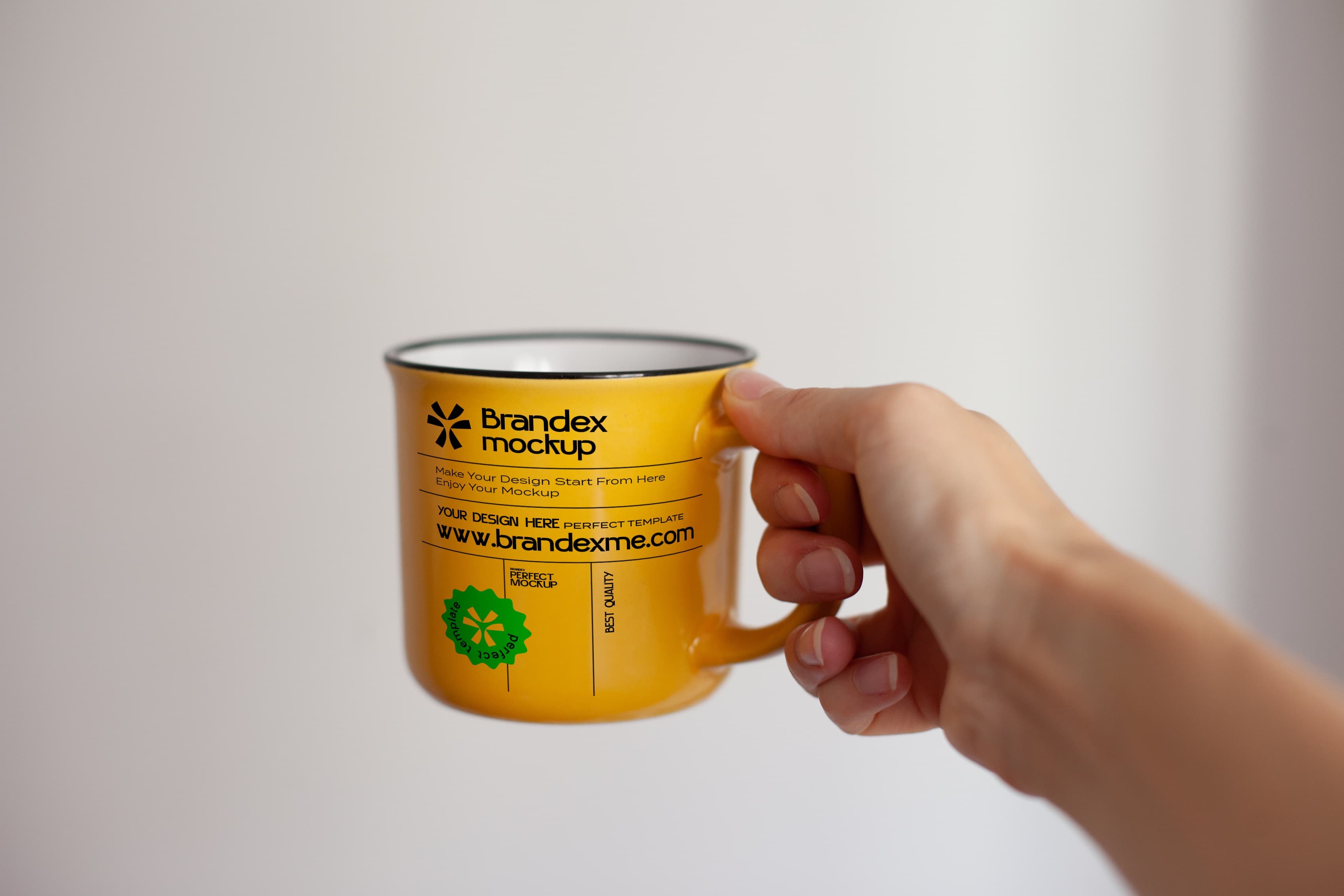 Yellow enamel mug mockup