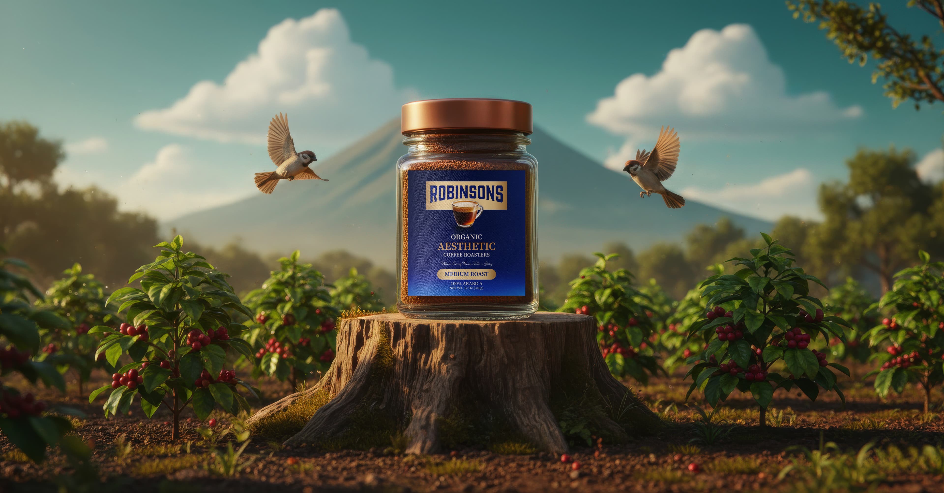 Robinson's Organic Aesthetic Instant Coffee Jar in Scenic Plantation