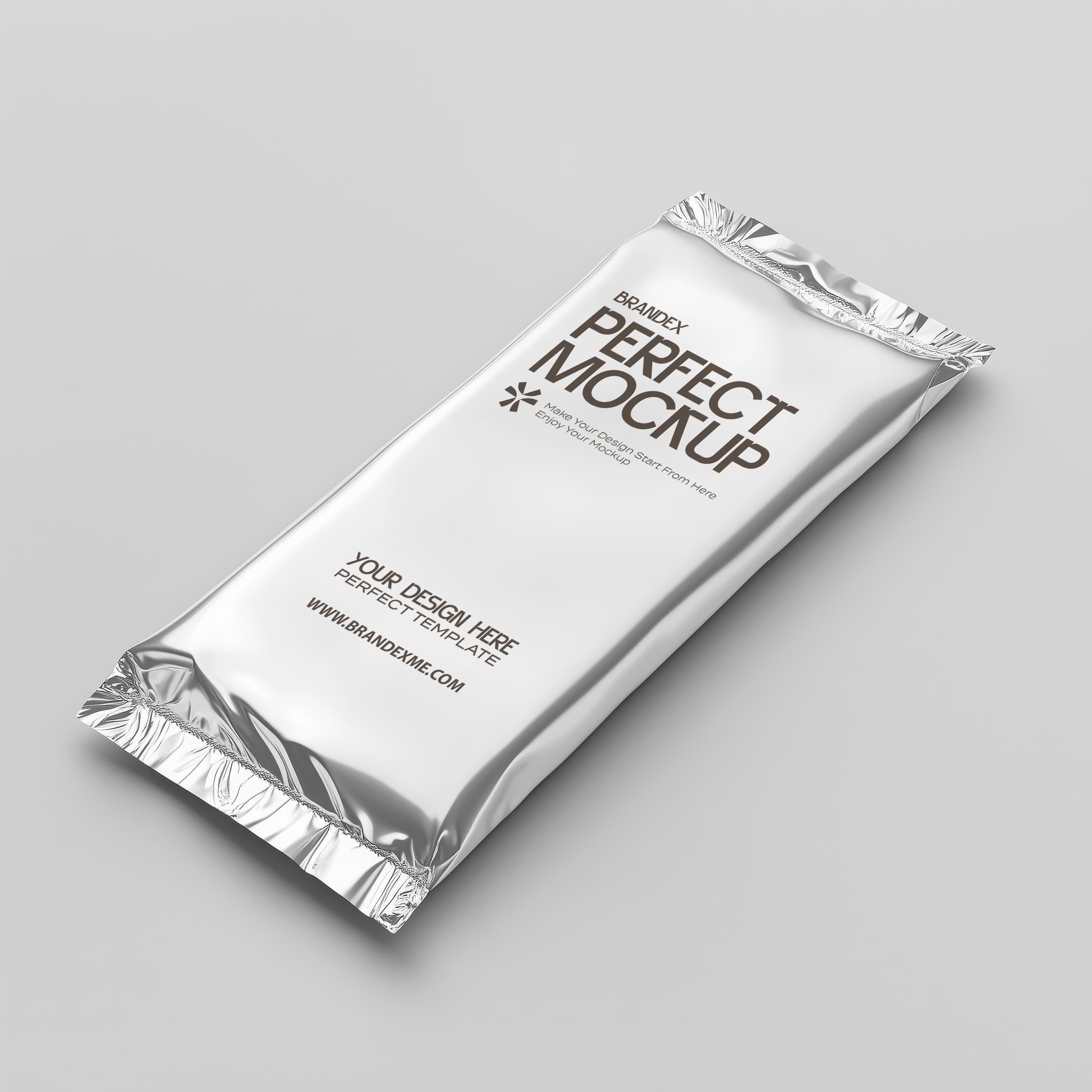 Silver foil snack bar mockup