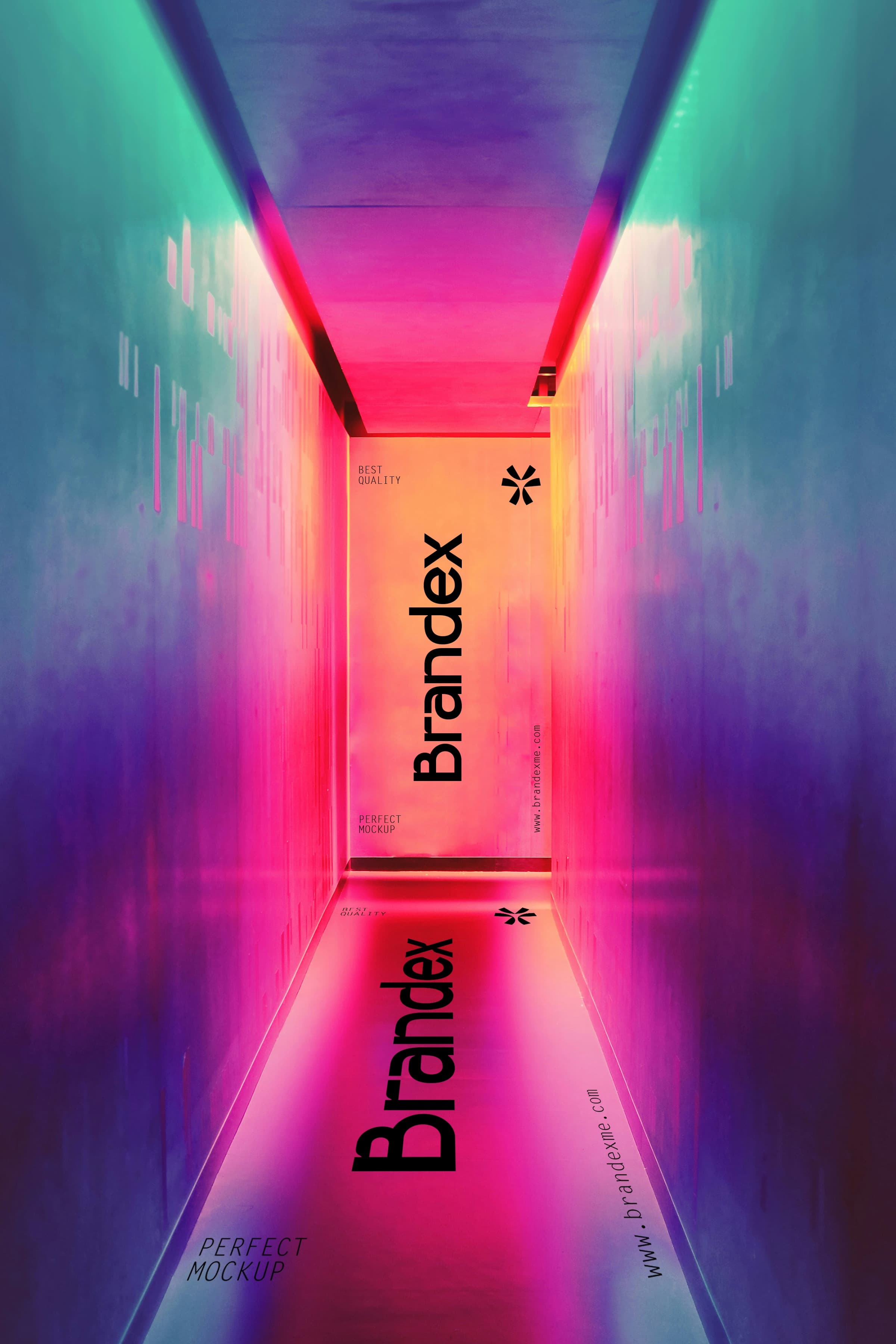Neon hallway display mockup