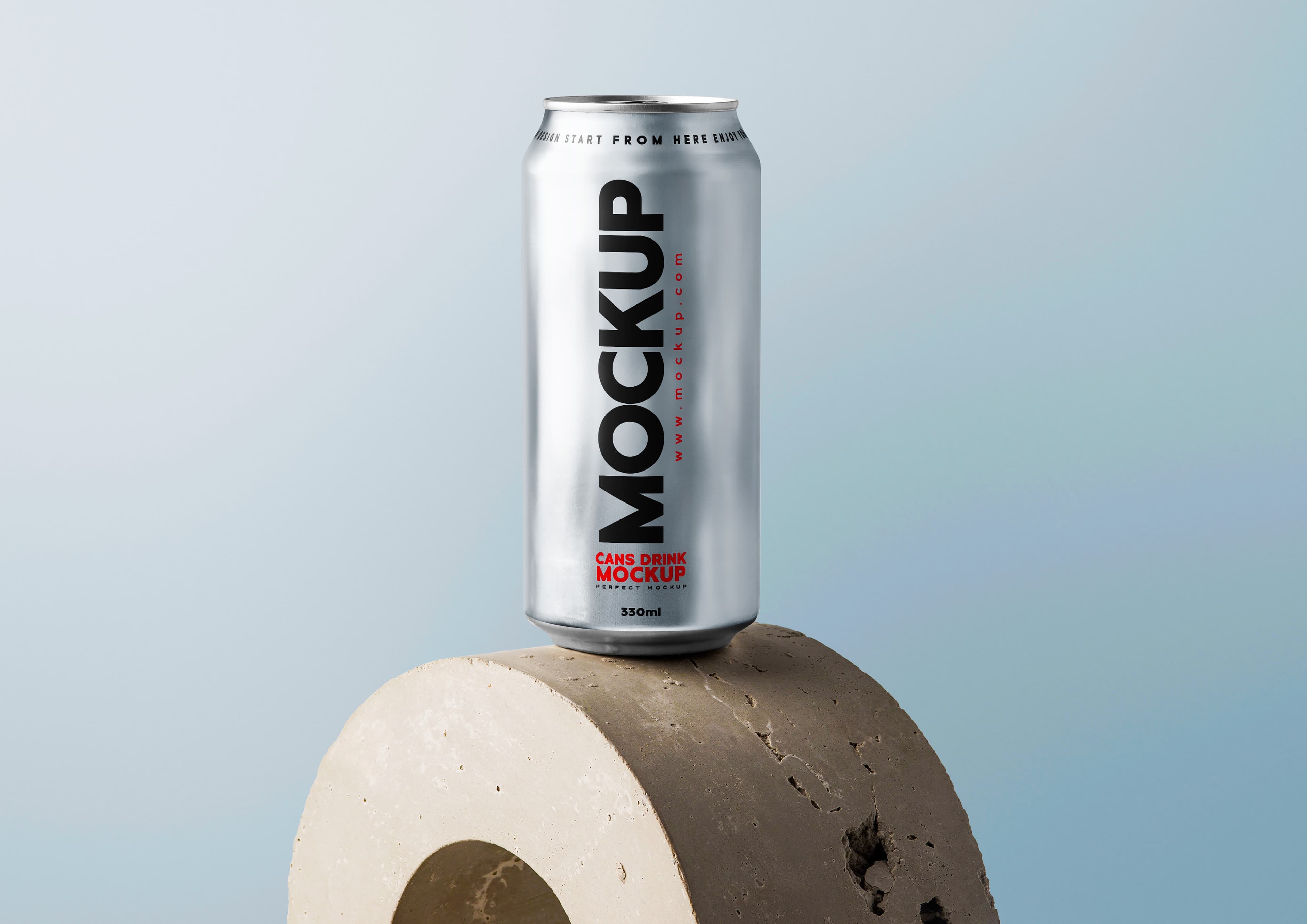 Standing silver soda can mockup