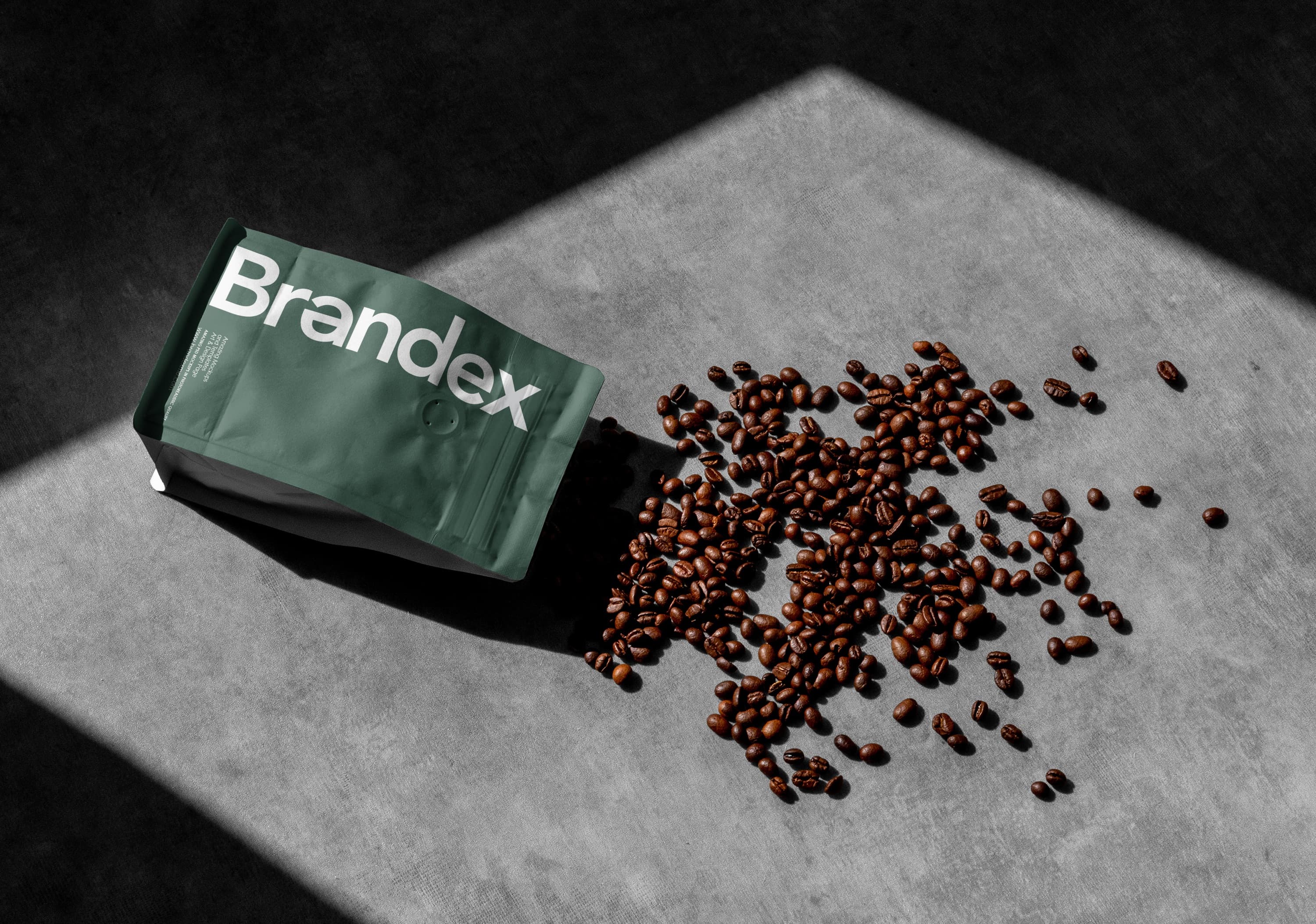 Green coffee bag mockup