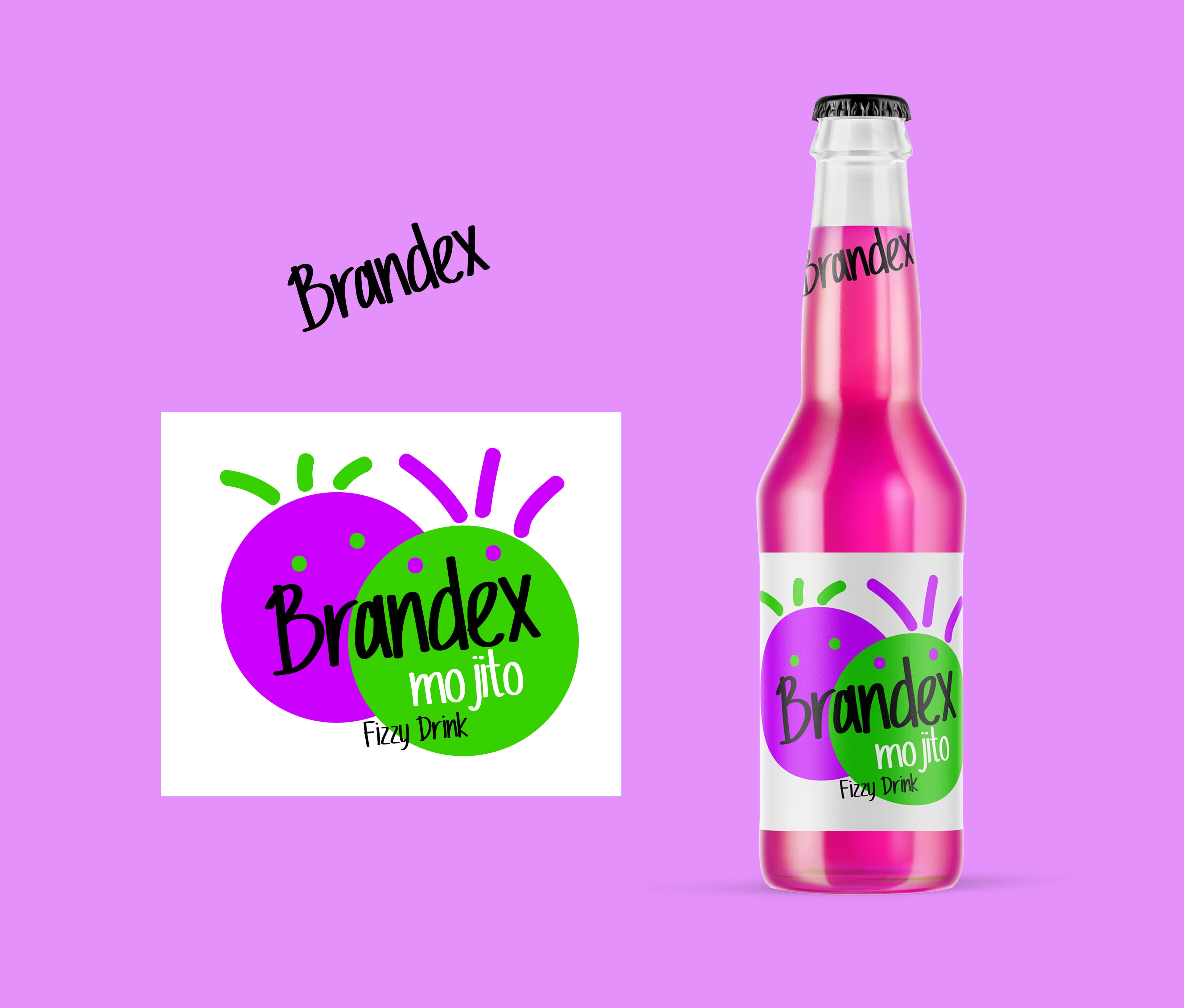 Mojito Fizzy Drink Bottle Label Template – Pink