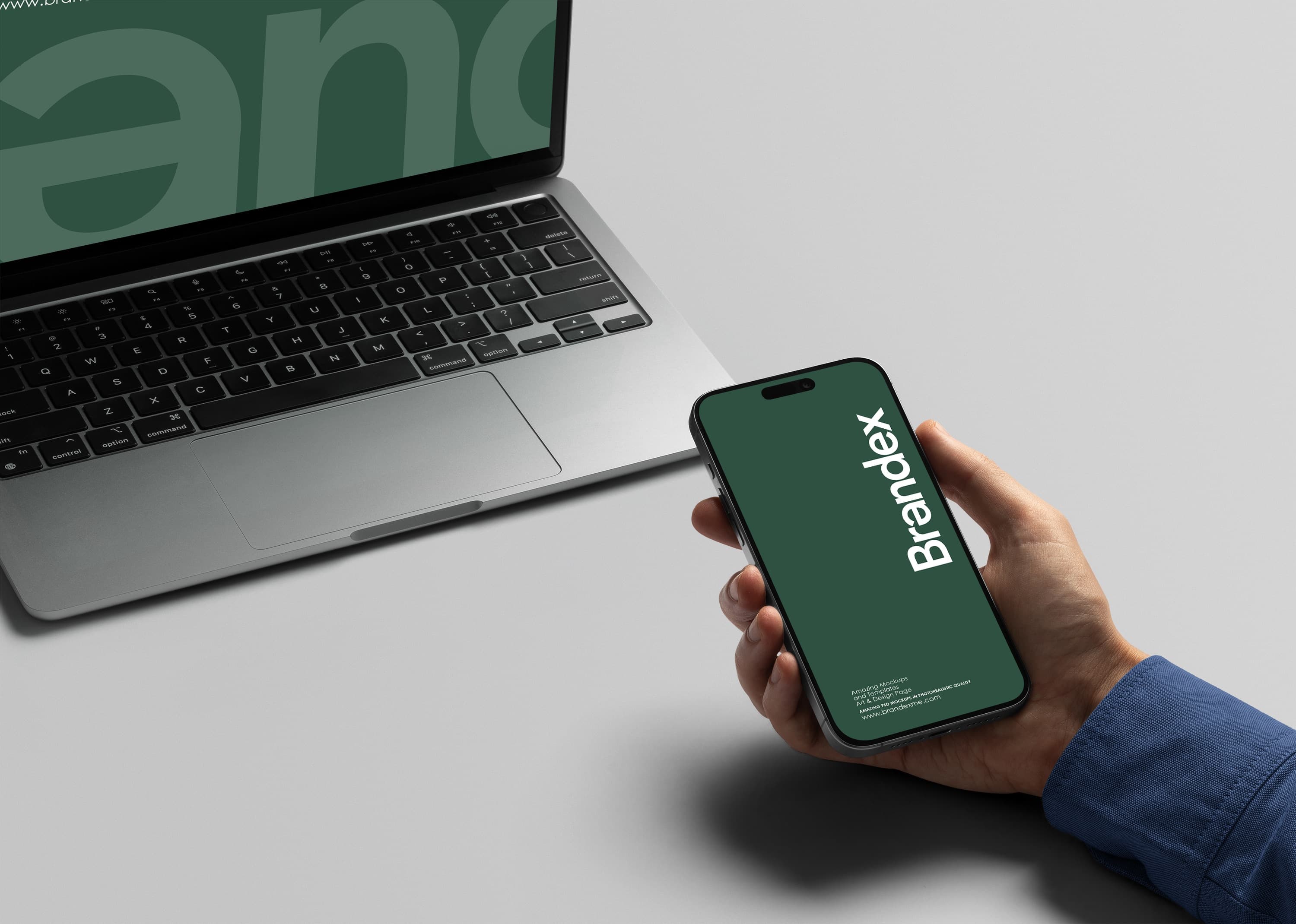 Sleek Smartphone Laptop Mockup Green Branding Display
