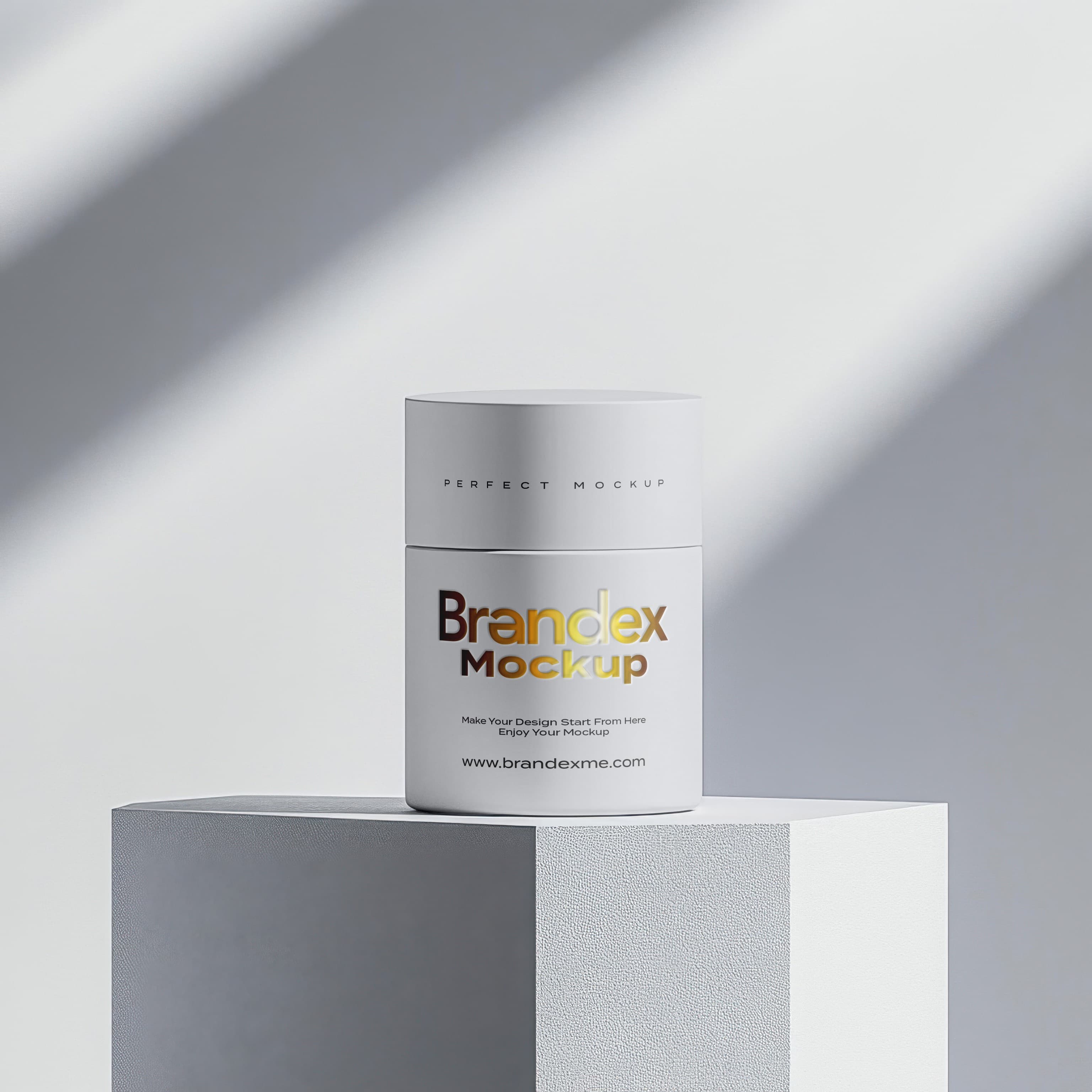 Minimalist cylindrical container mockup