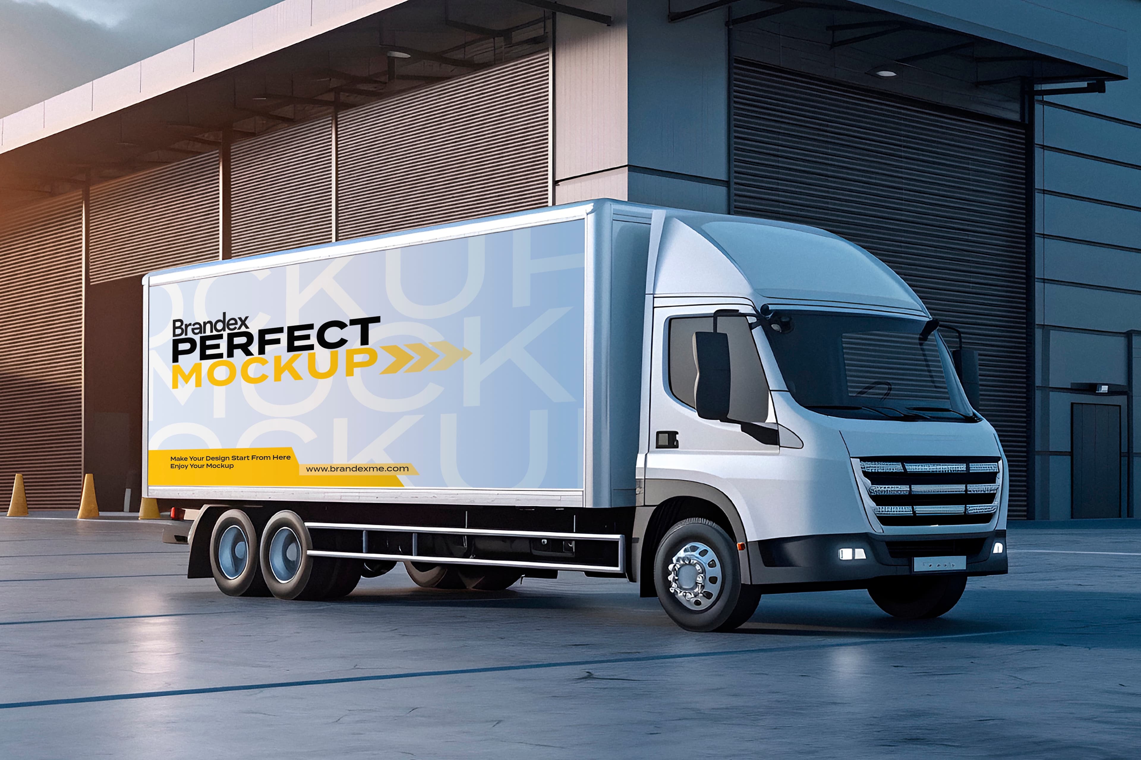 Modern delivery truck mockup