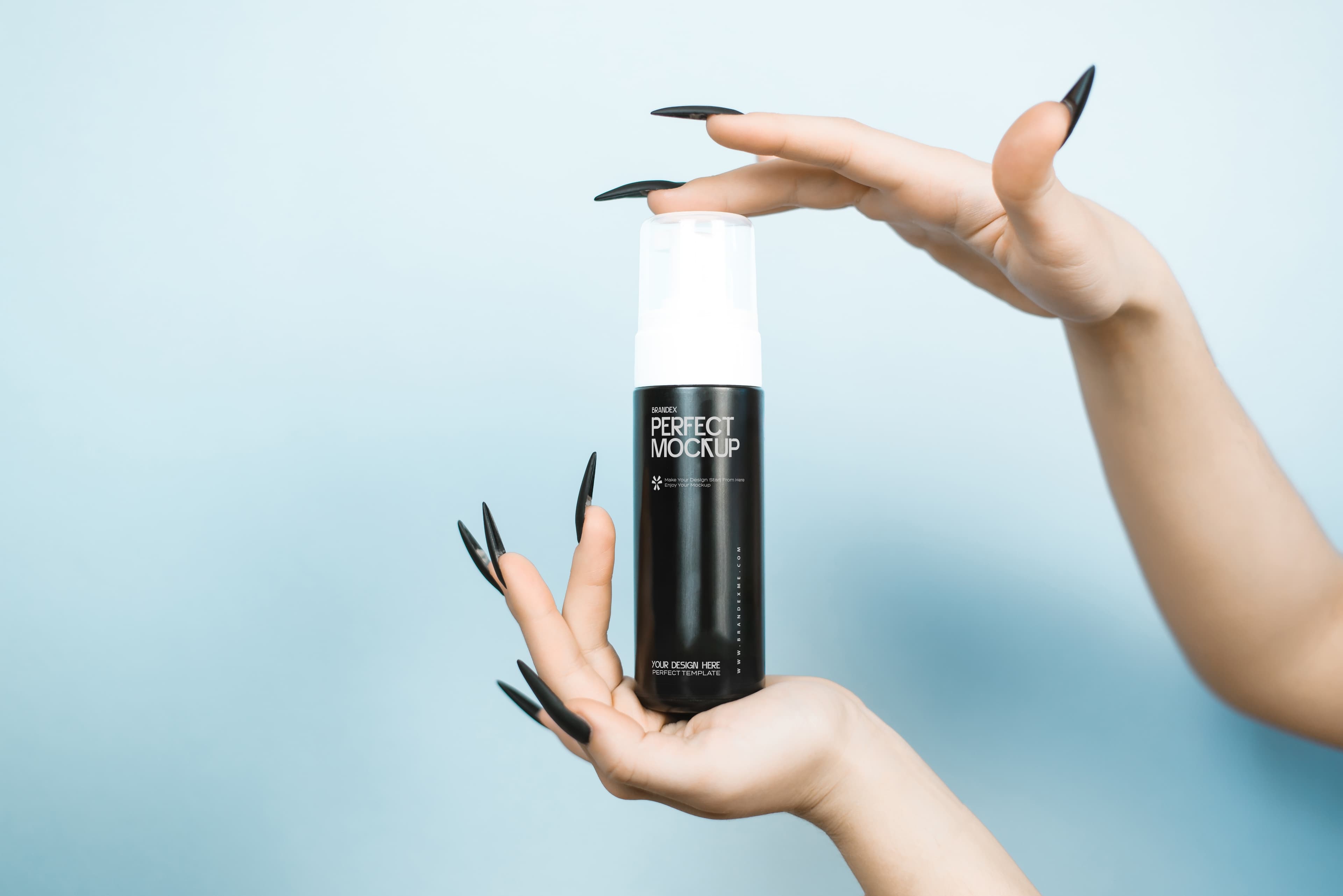 Sleek black aerosol spray mockup