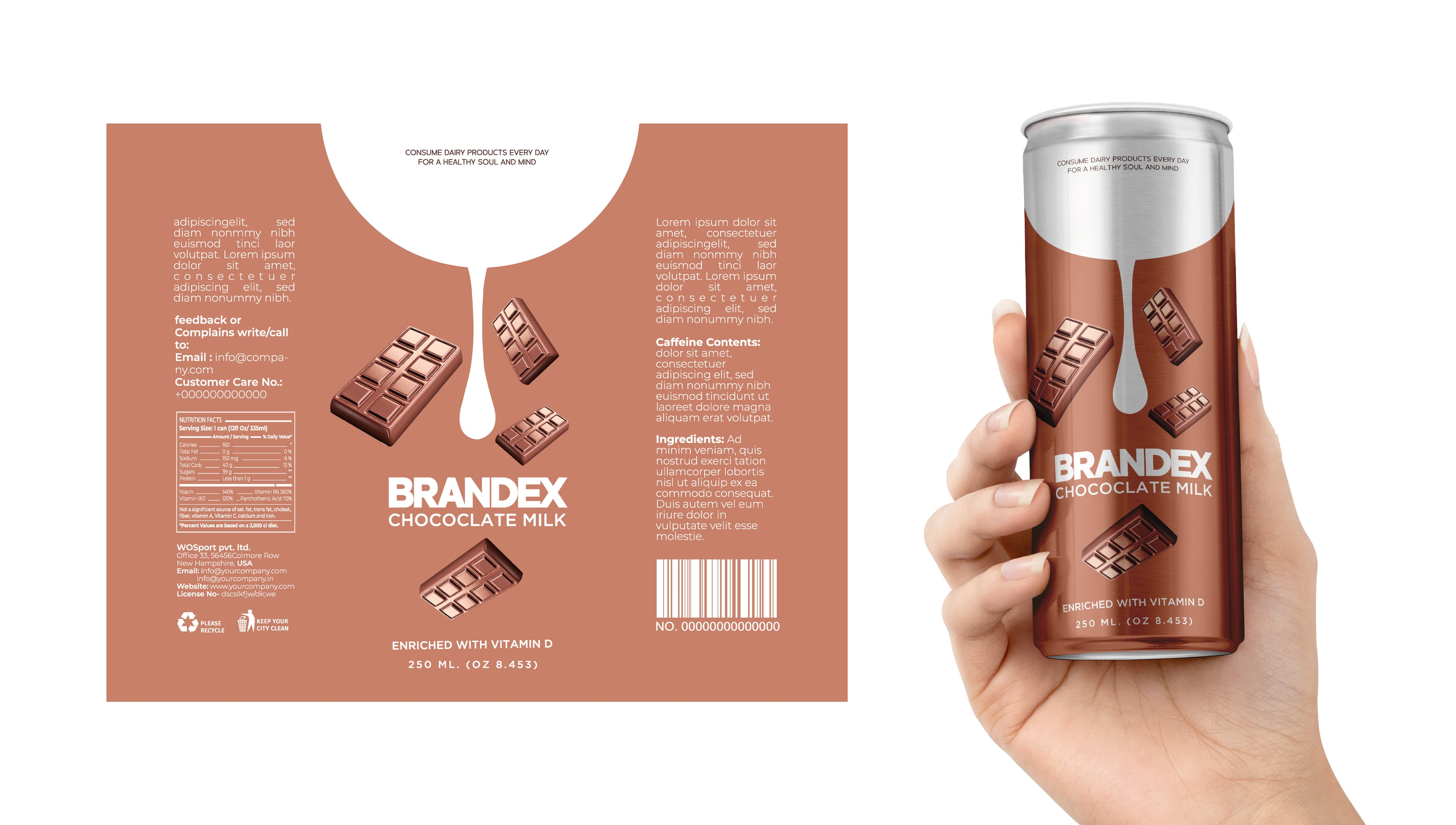 Chocolate milk can packaging design