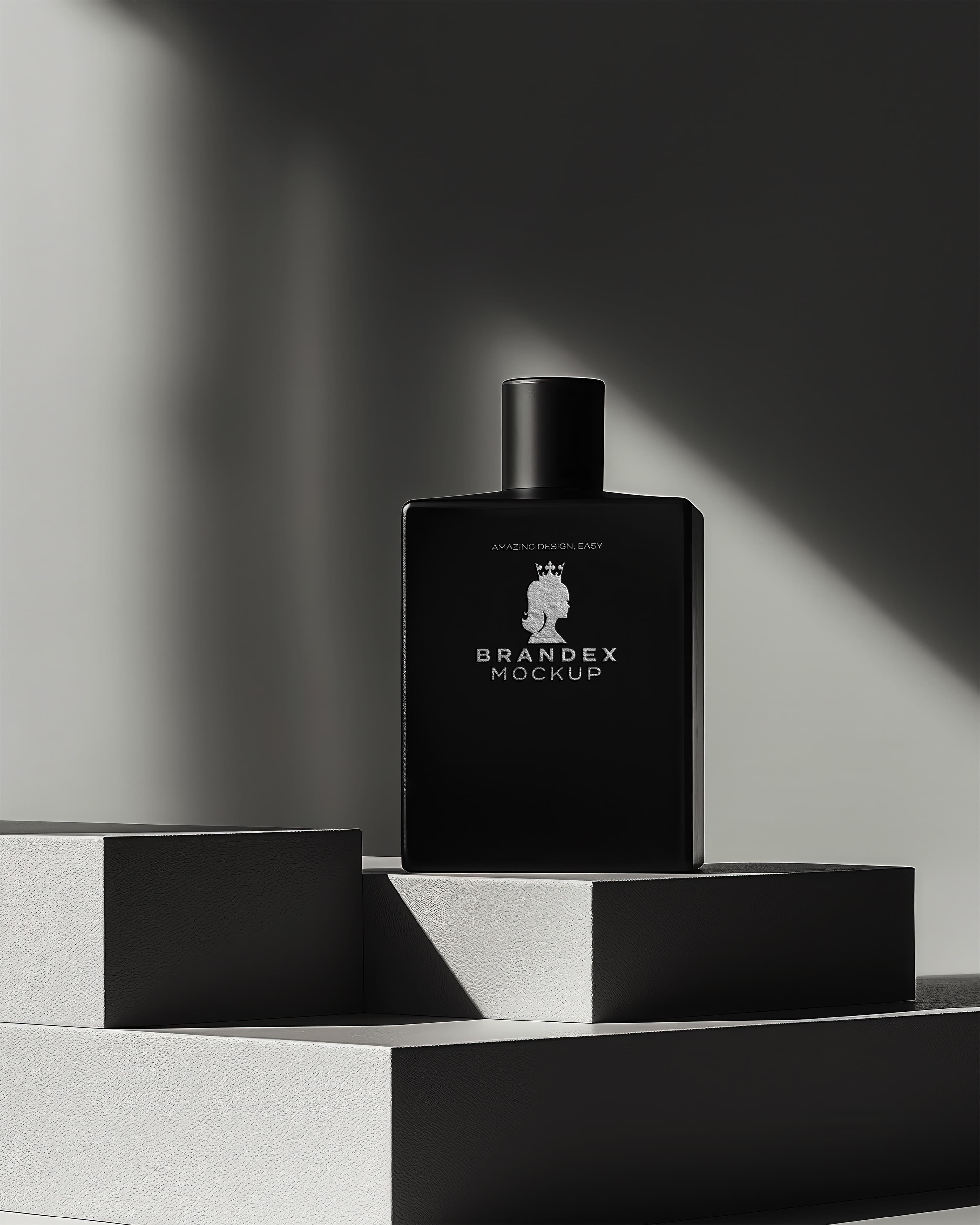 Chic matte black perfume mockup
