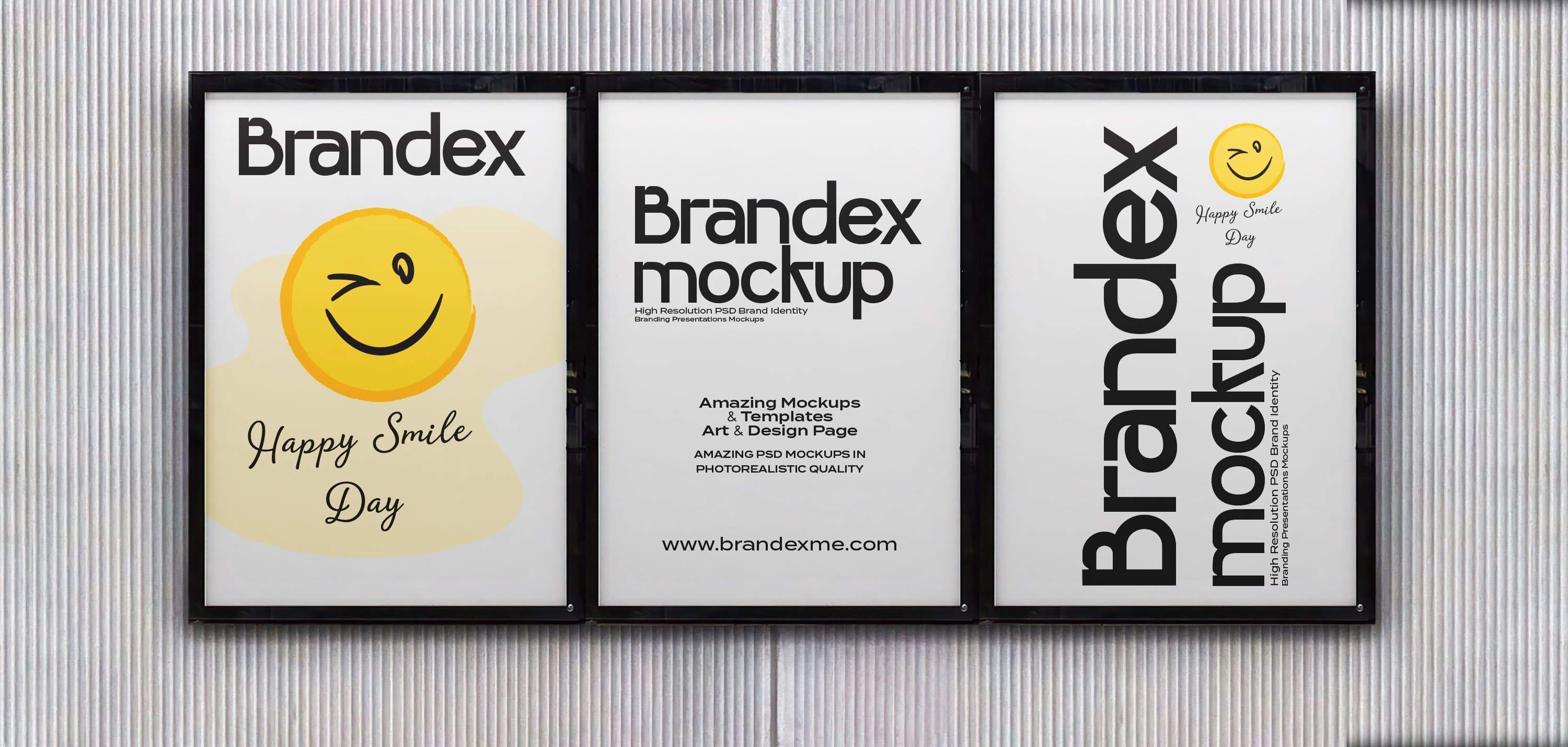 Triple framed billboard mockup