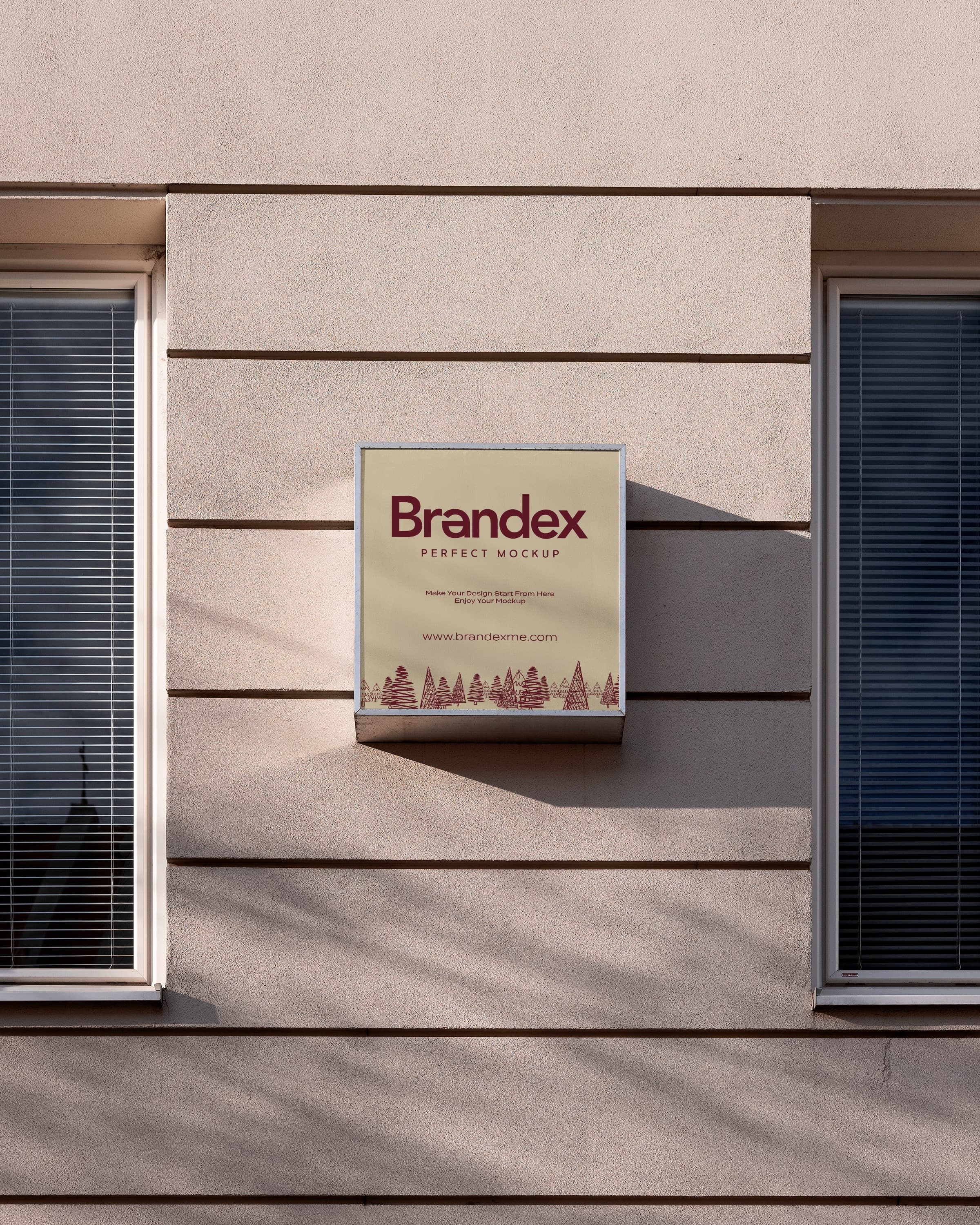 Building wall sign mockup