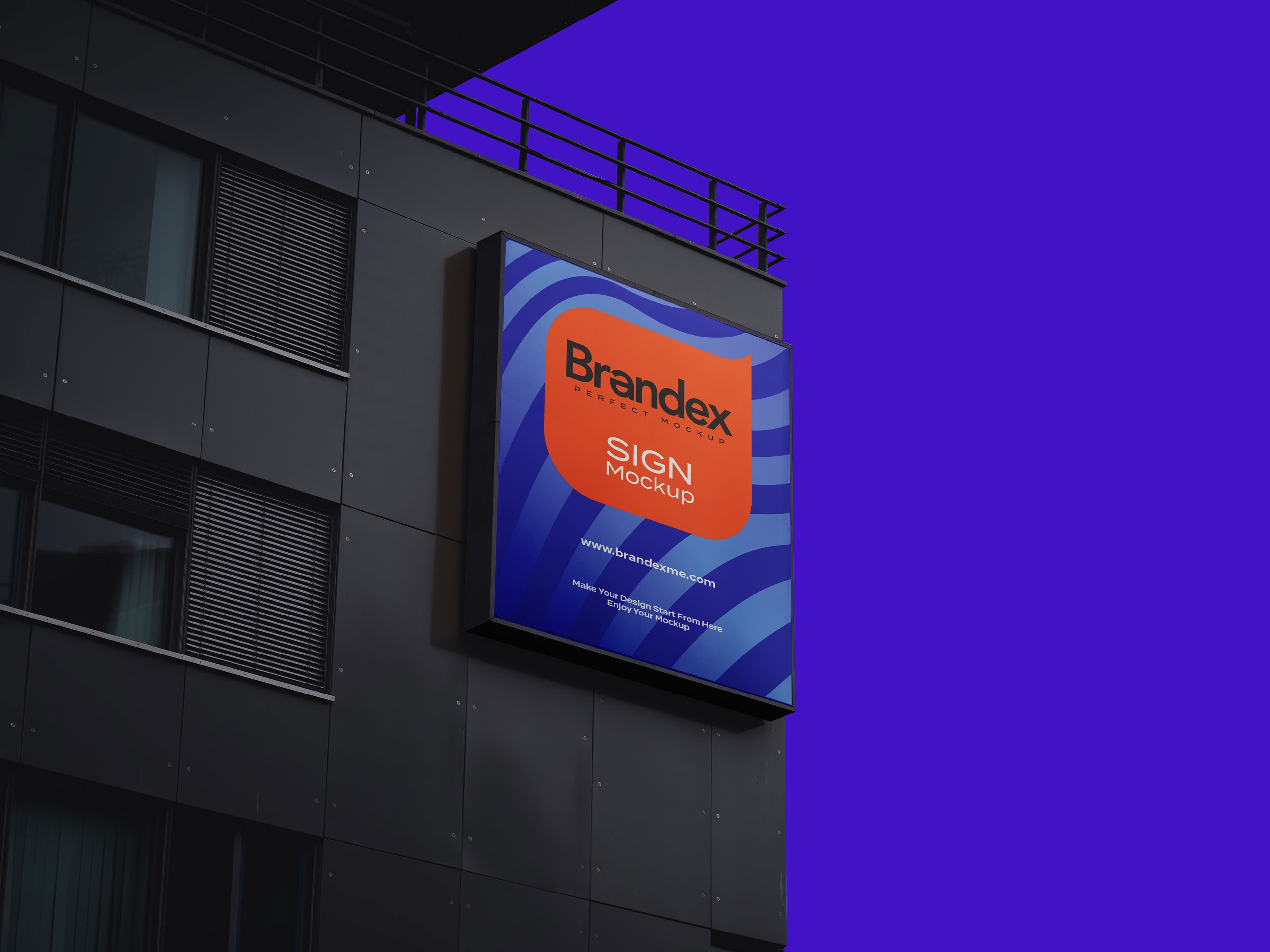 Urban Building Facade Exterior Sign Mockup Photorealistic