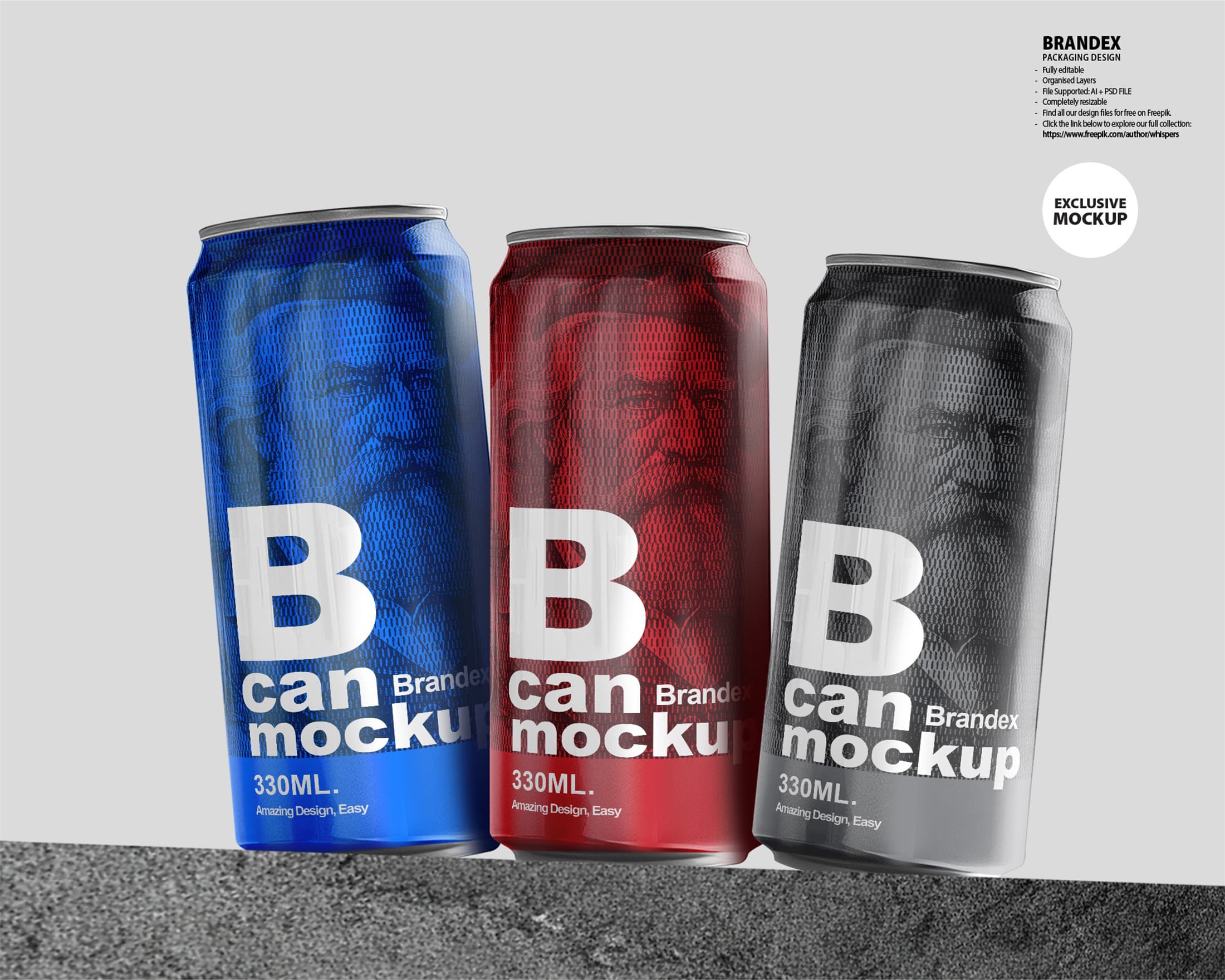 Colorful beverage can mockup