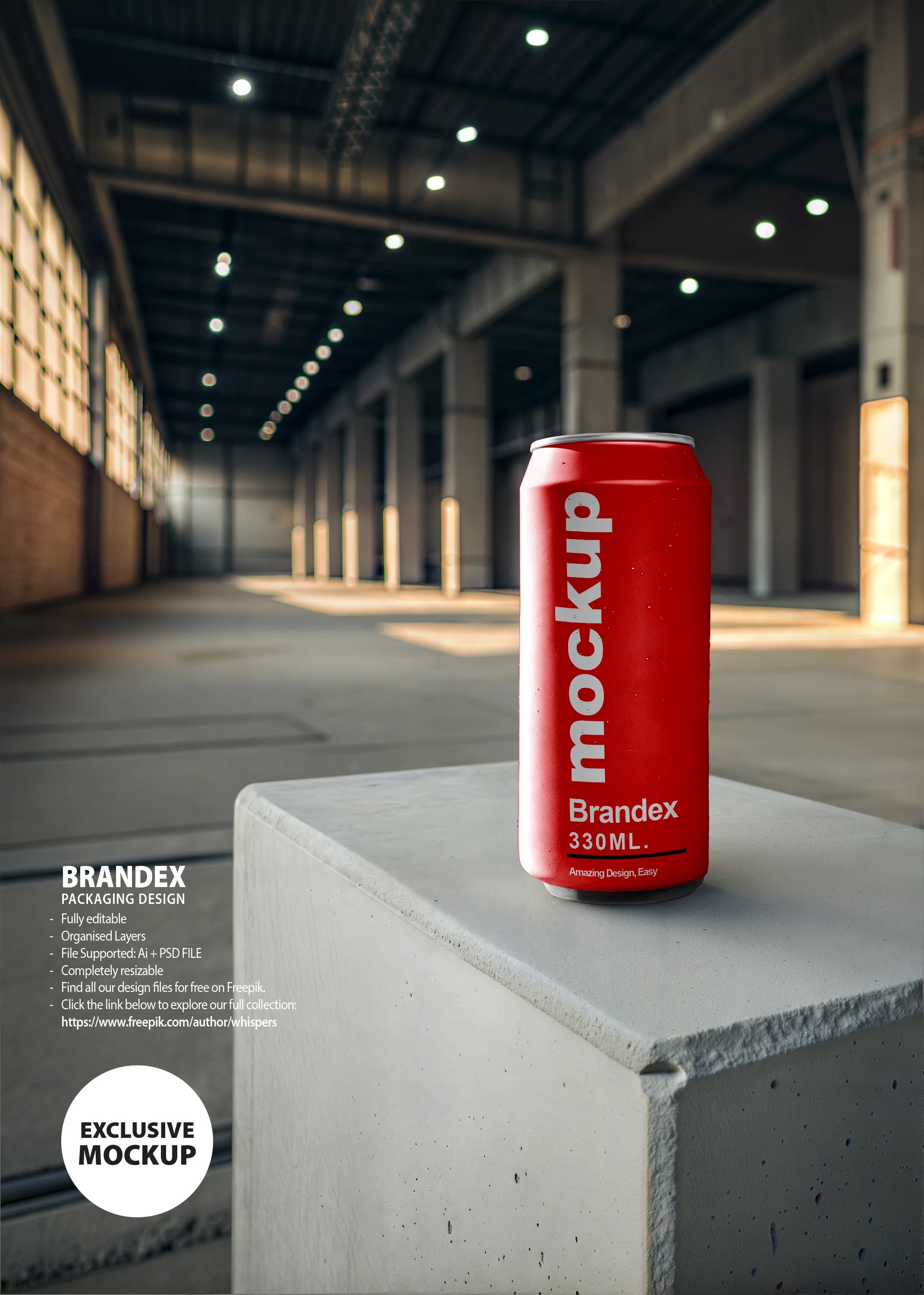 Bold red beverage can mockup
