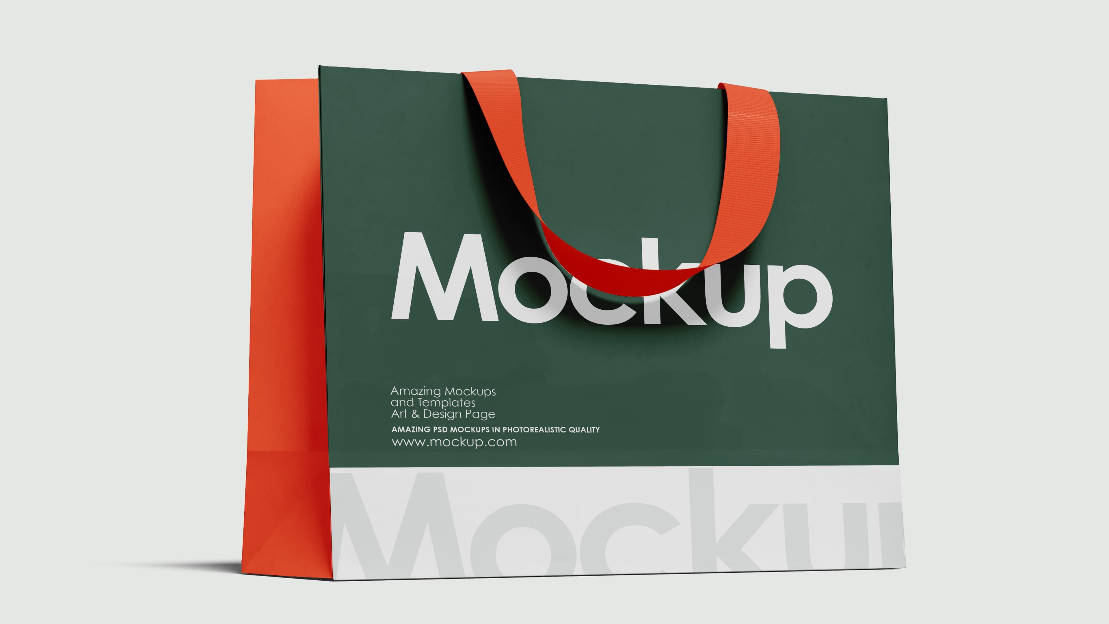 Green and orange shopping bag mockup