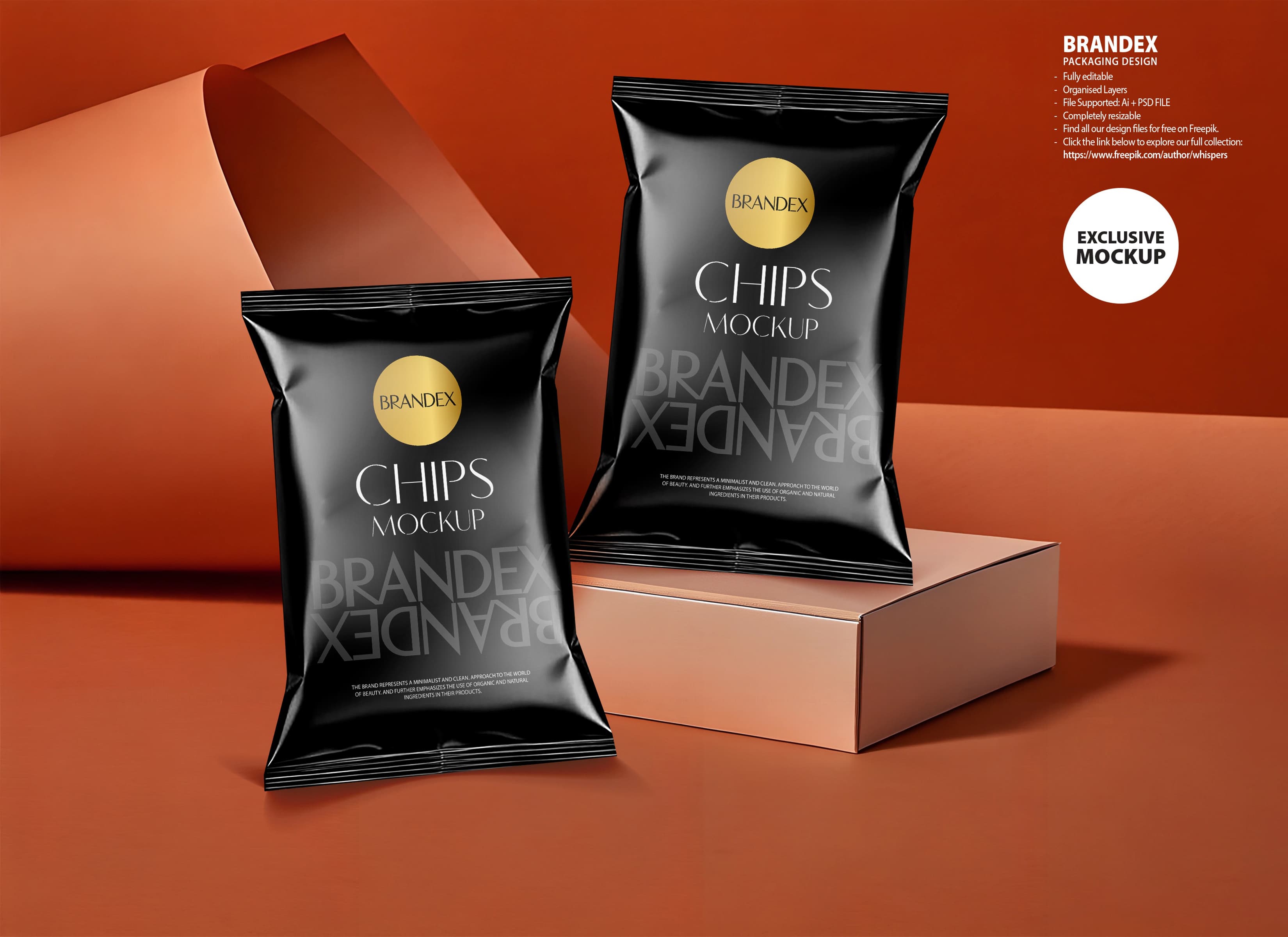 Black snack bag mockup