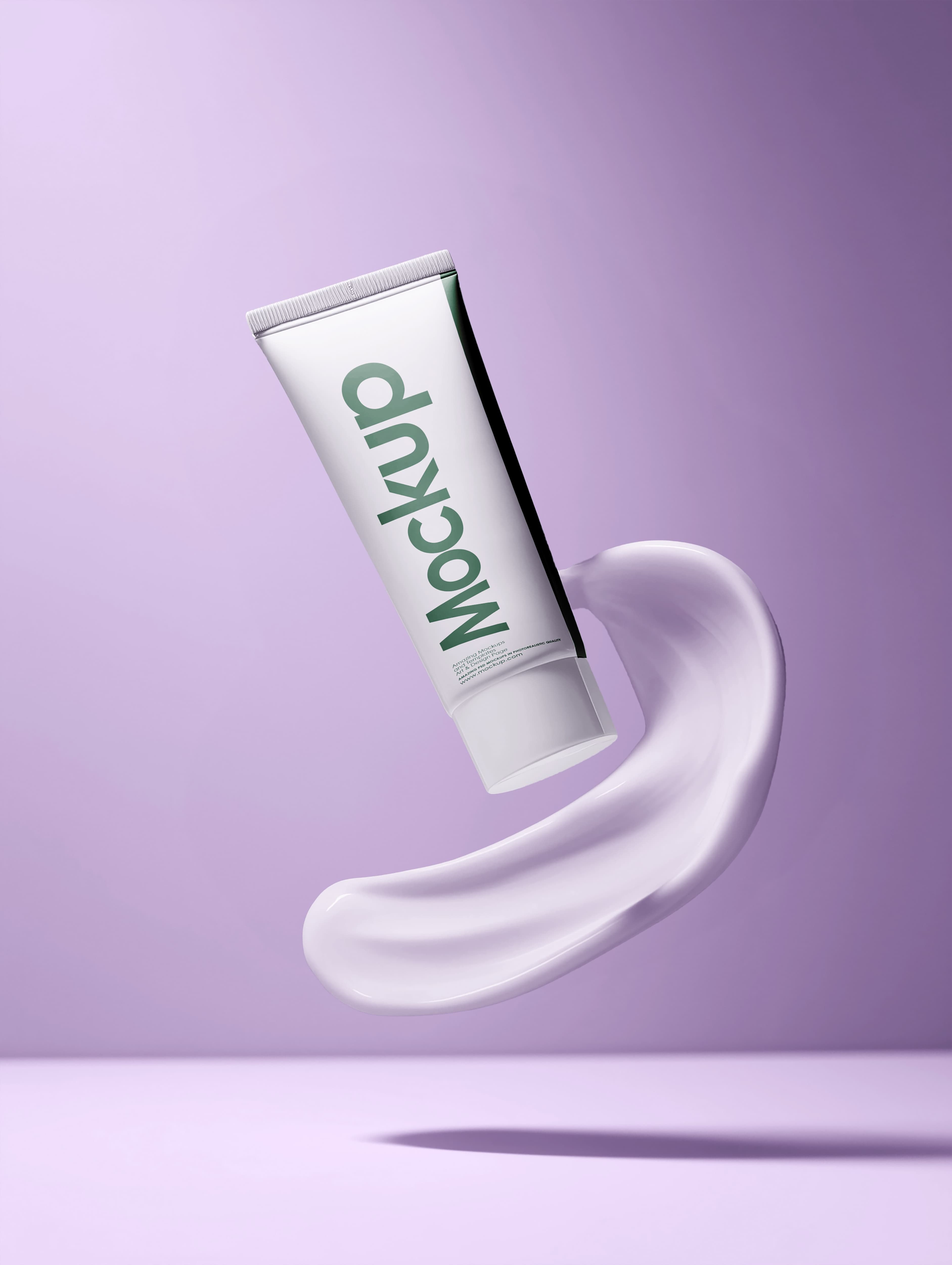 Floating tube on purple background mockup