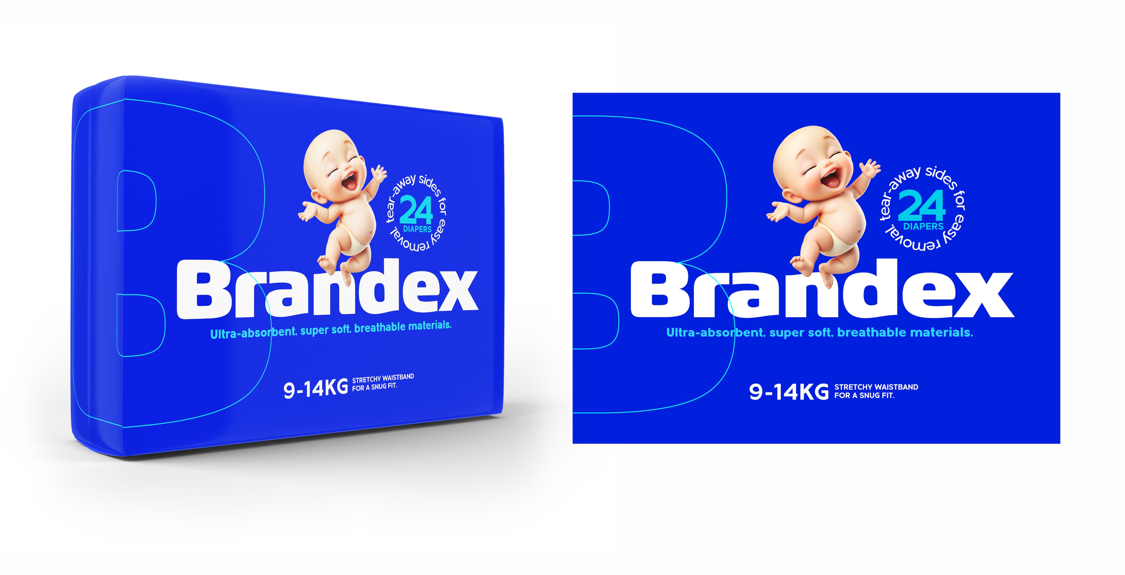 Playful baby diaper pack packaging design