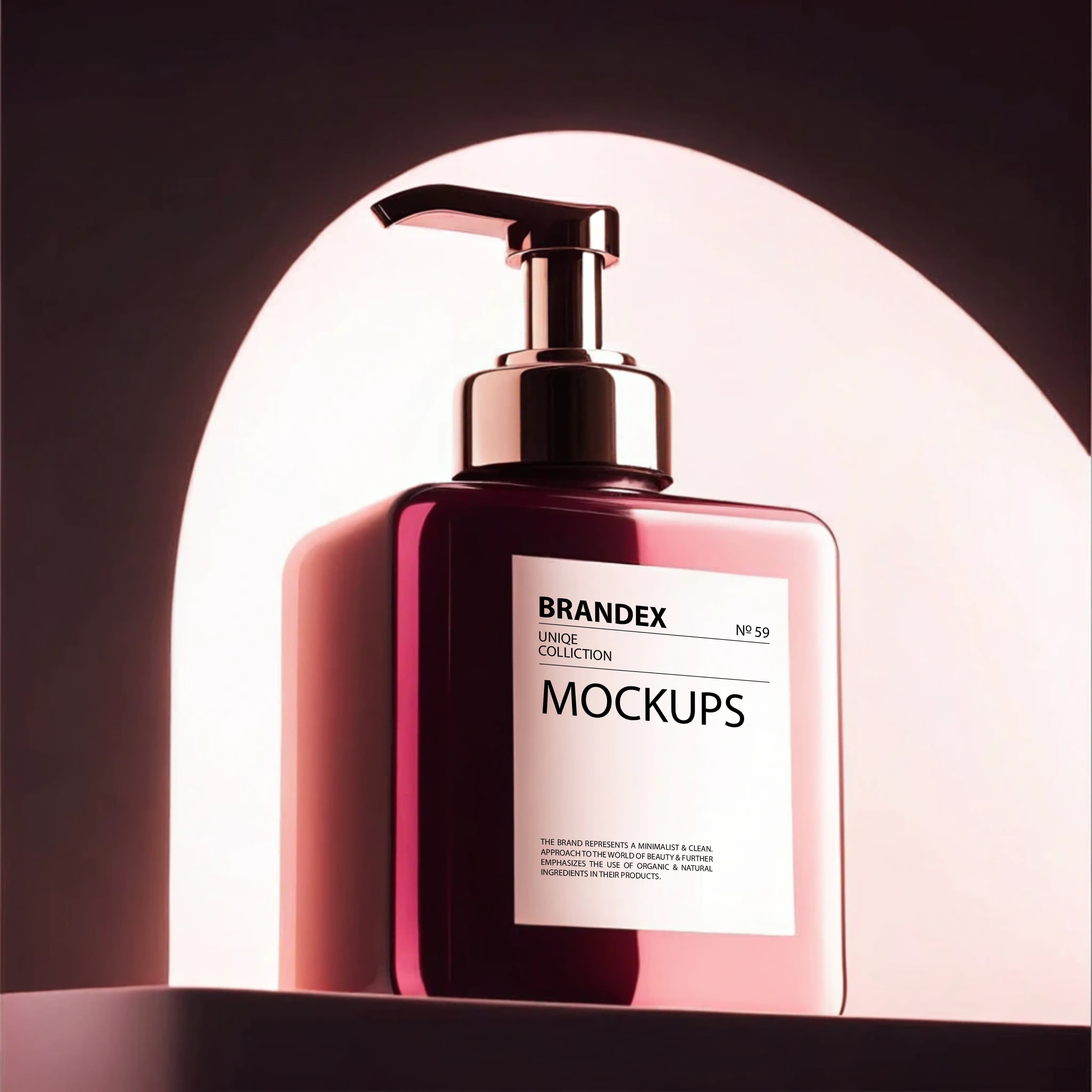 Pump Dispenser Bottle Mockup Glossy Gradient Background Product Branding