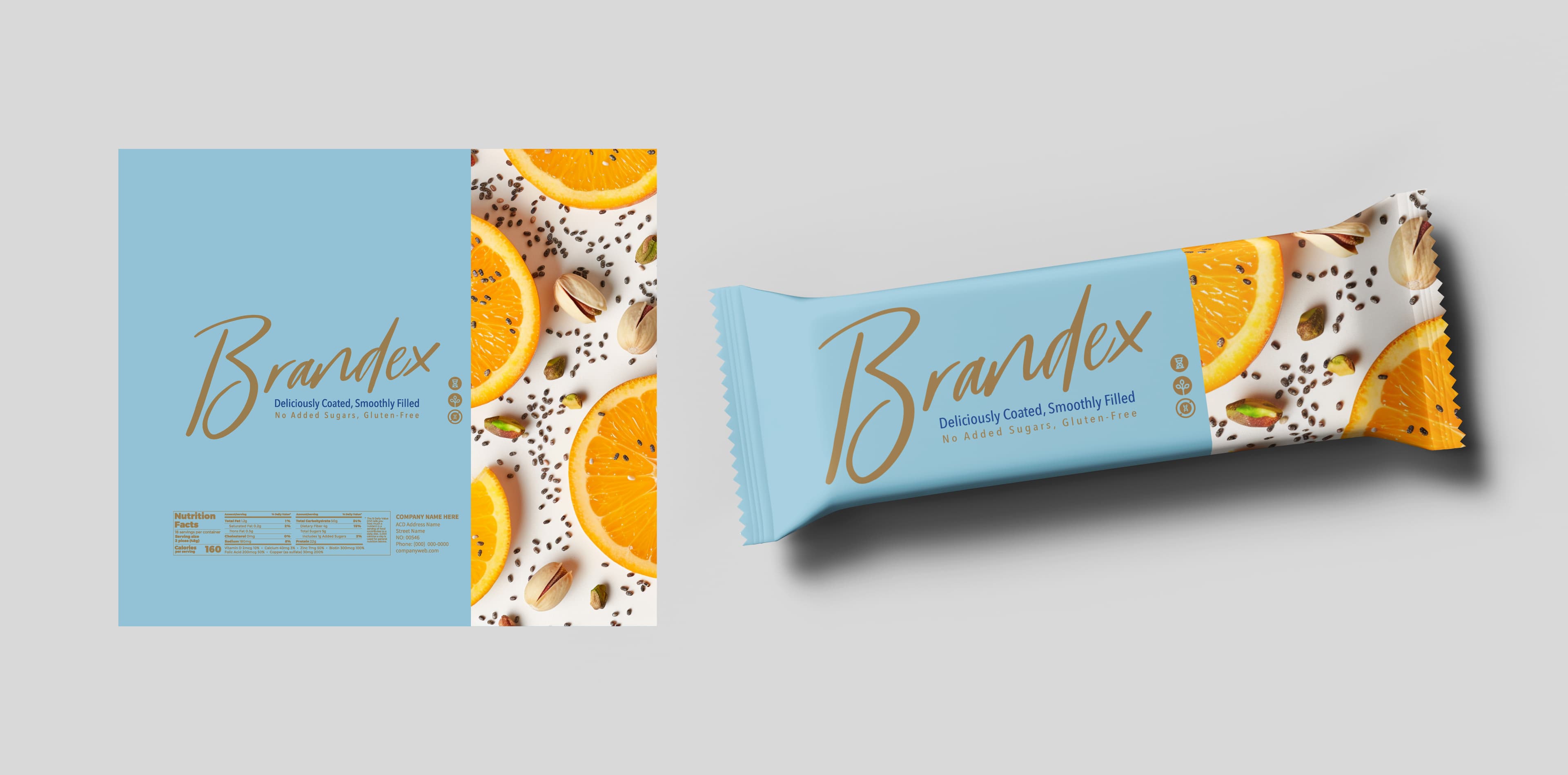 Orange nut chocolate bar packaging design