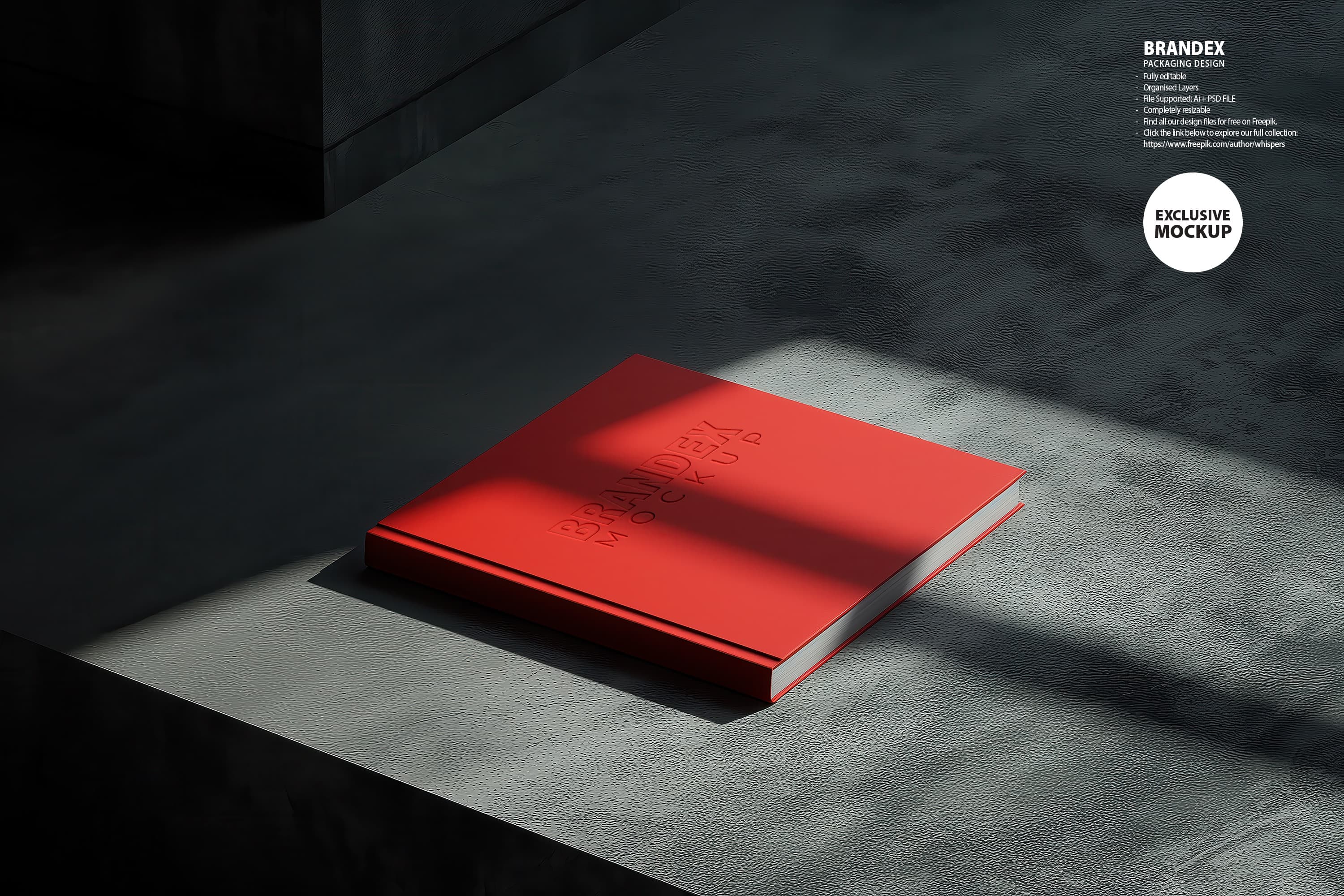 Realistic Red Hardcover Book Mockup for Print Cover Design