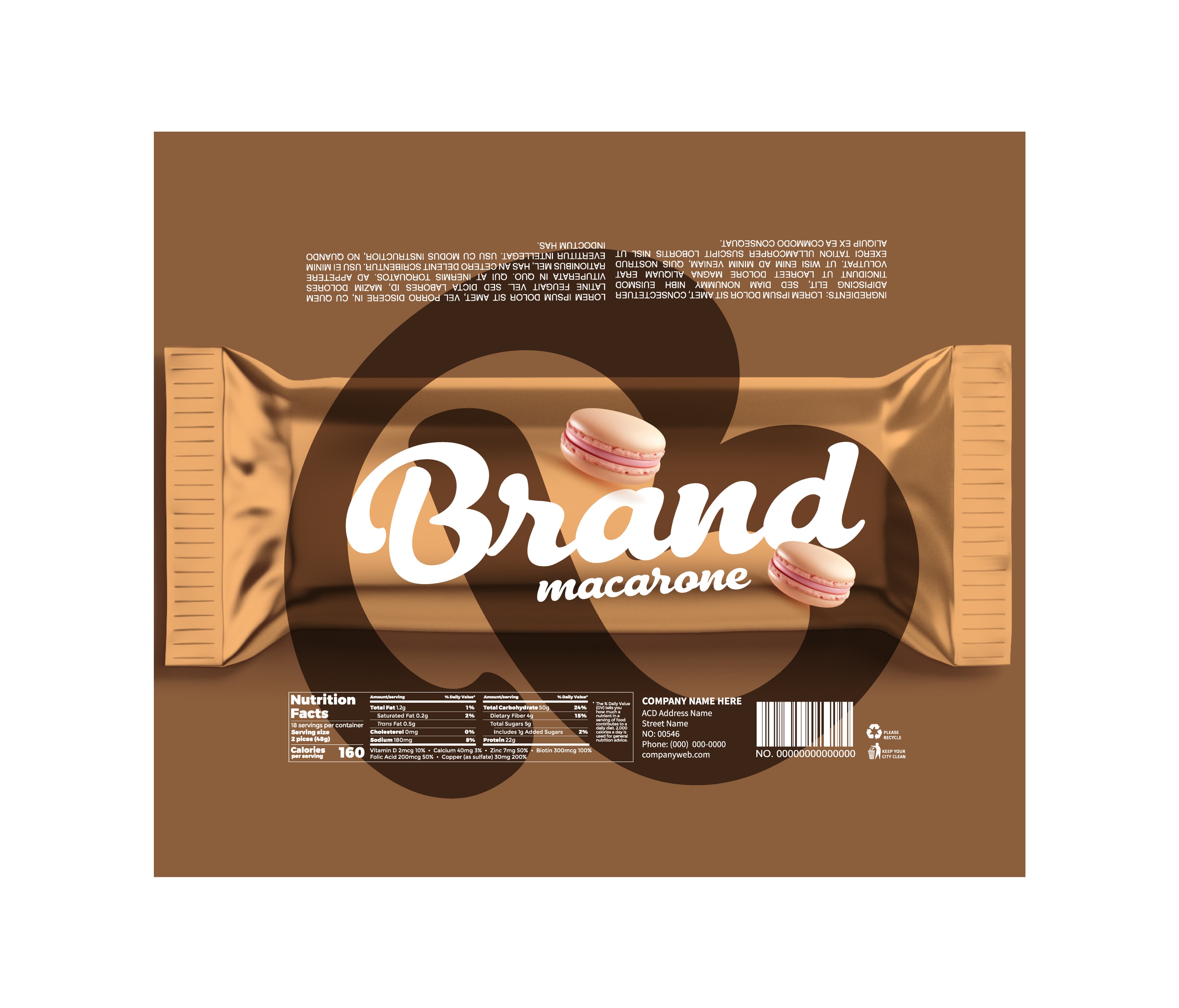 Brown Macaron Snack Box Packaging Elegant Confectionery