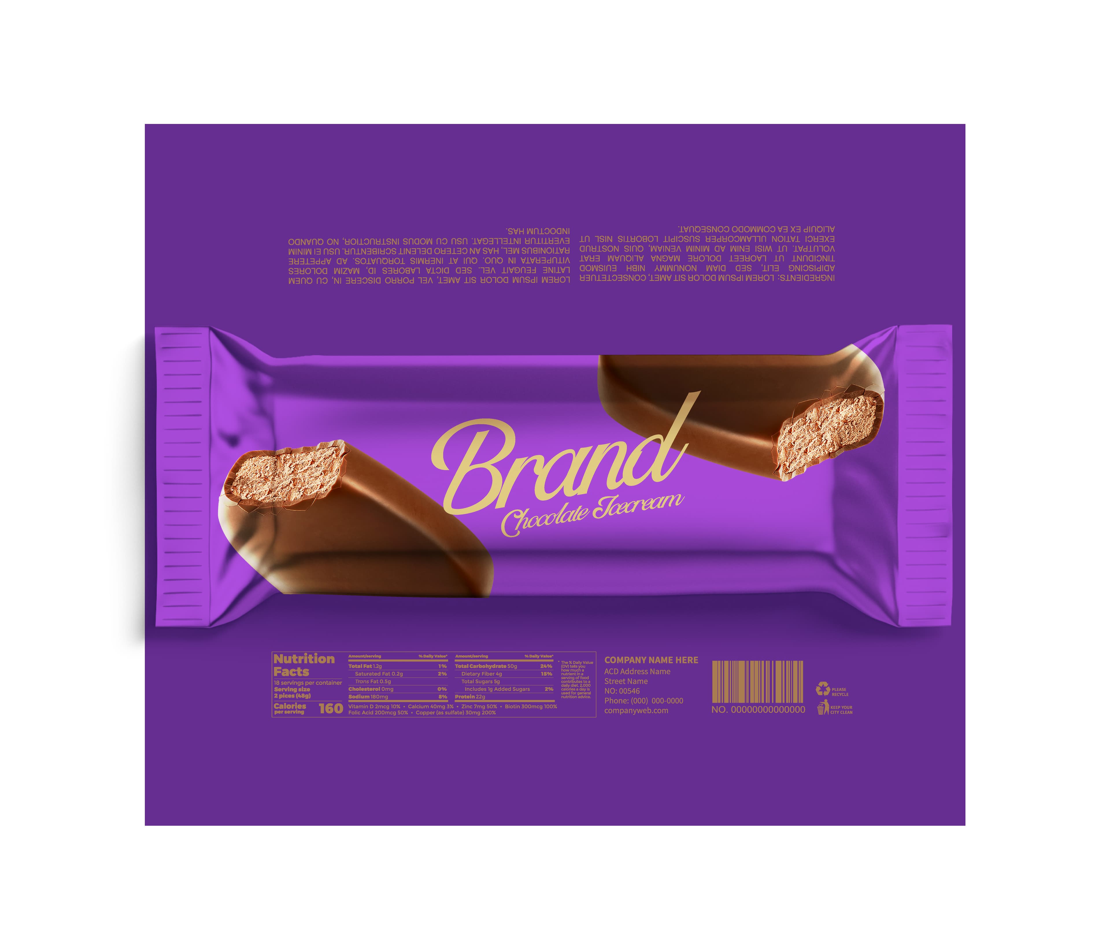 Vibrant purple chocolate bar packaging design