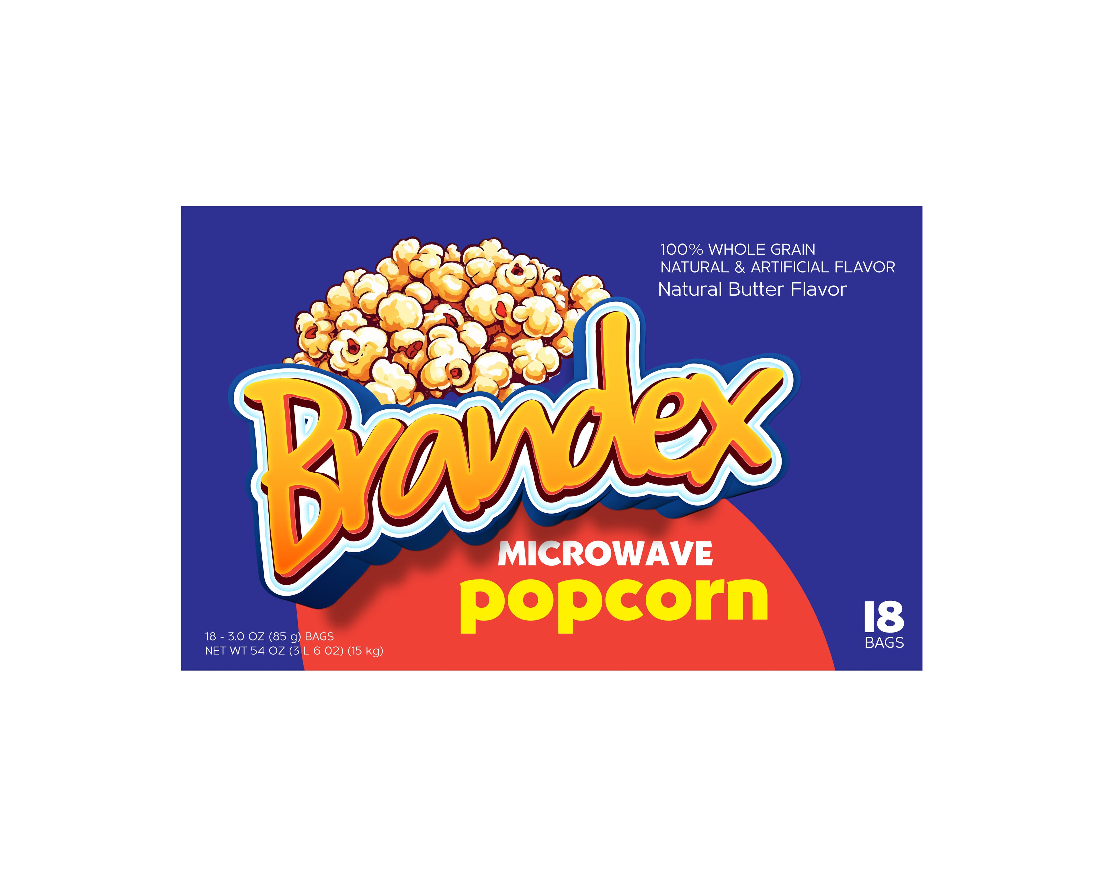 Bold popcorn microwave box packaging design