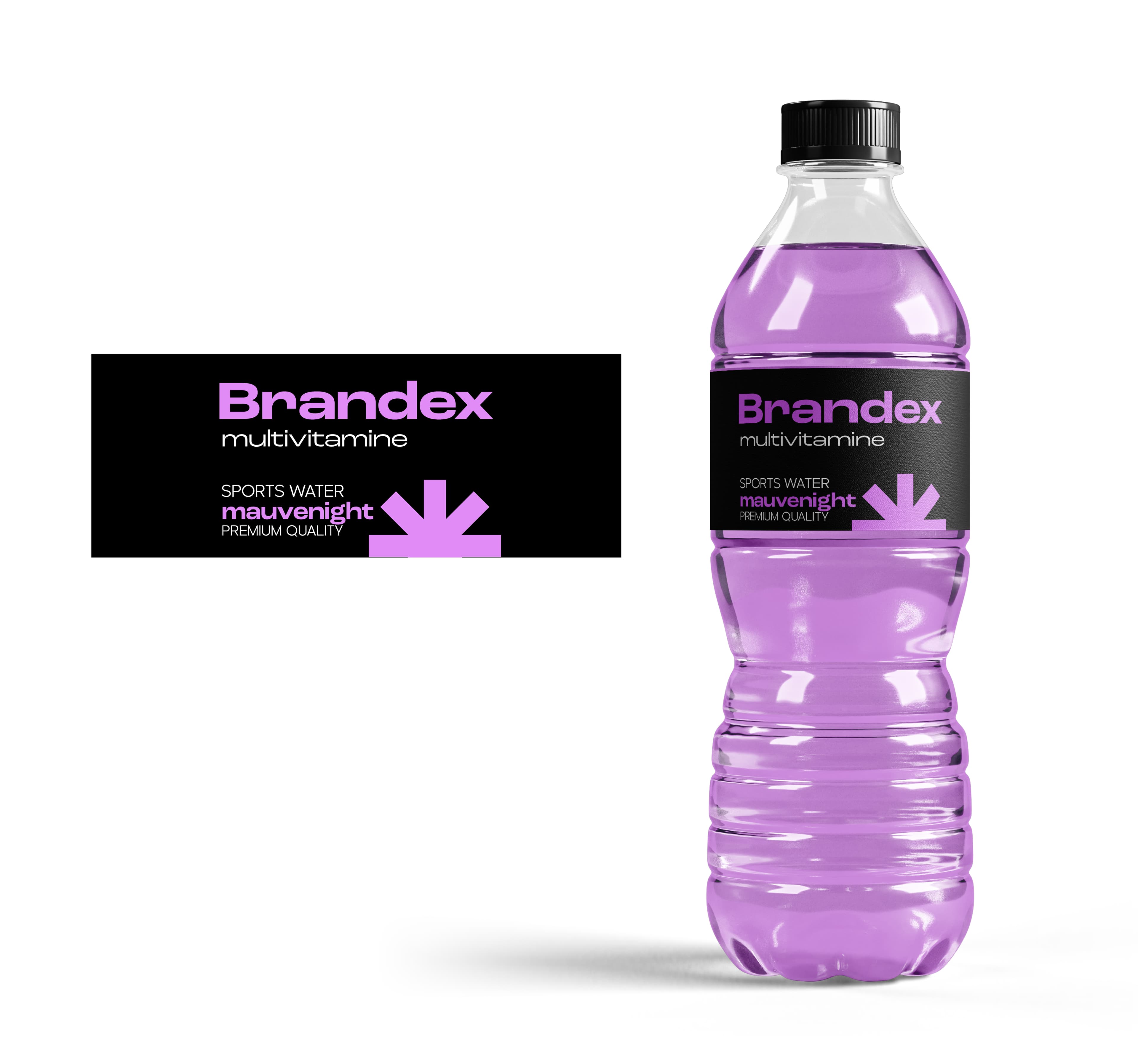Sports Water Bottle Packaging Design Energy Drink Black Mauve