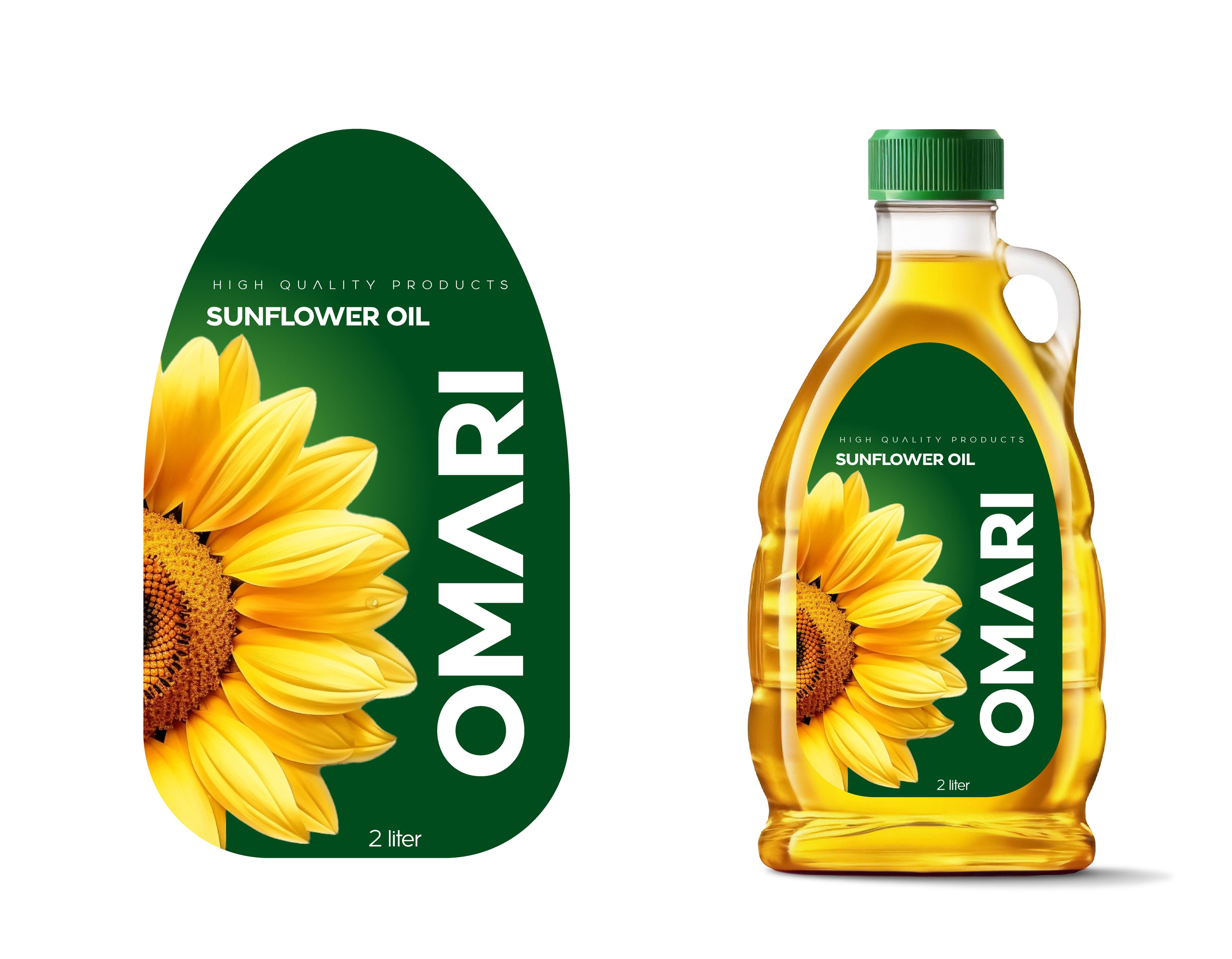 Vibrant sunflower oil bottle packaging design