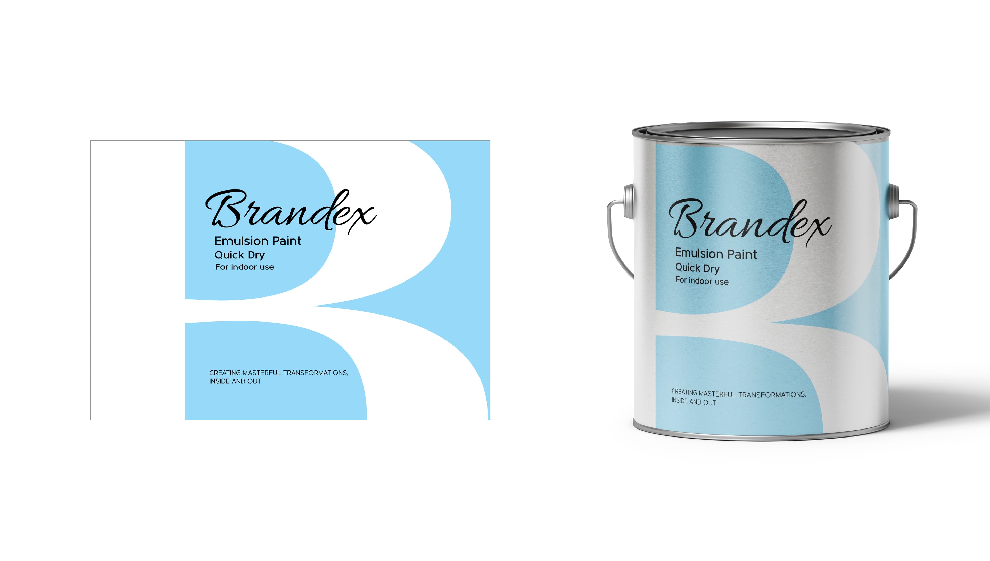Elegant blue emulsion paint can packaging design