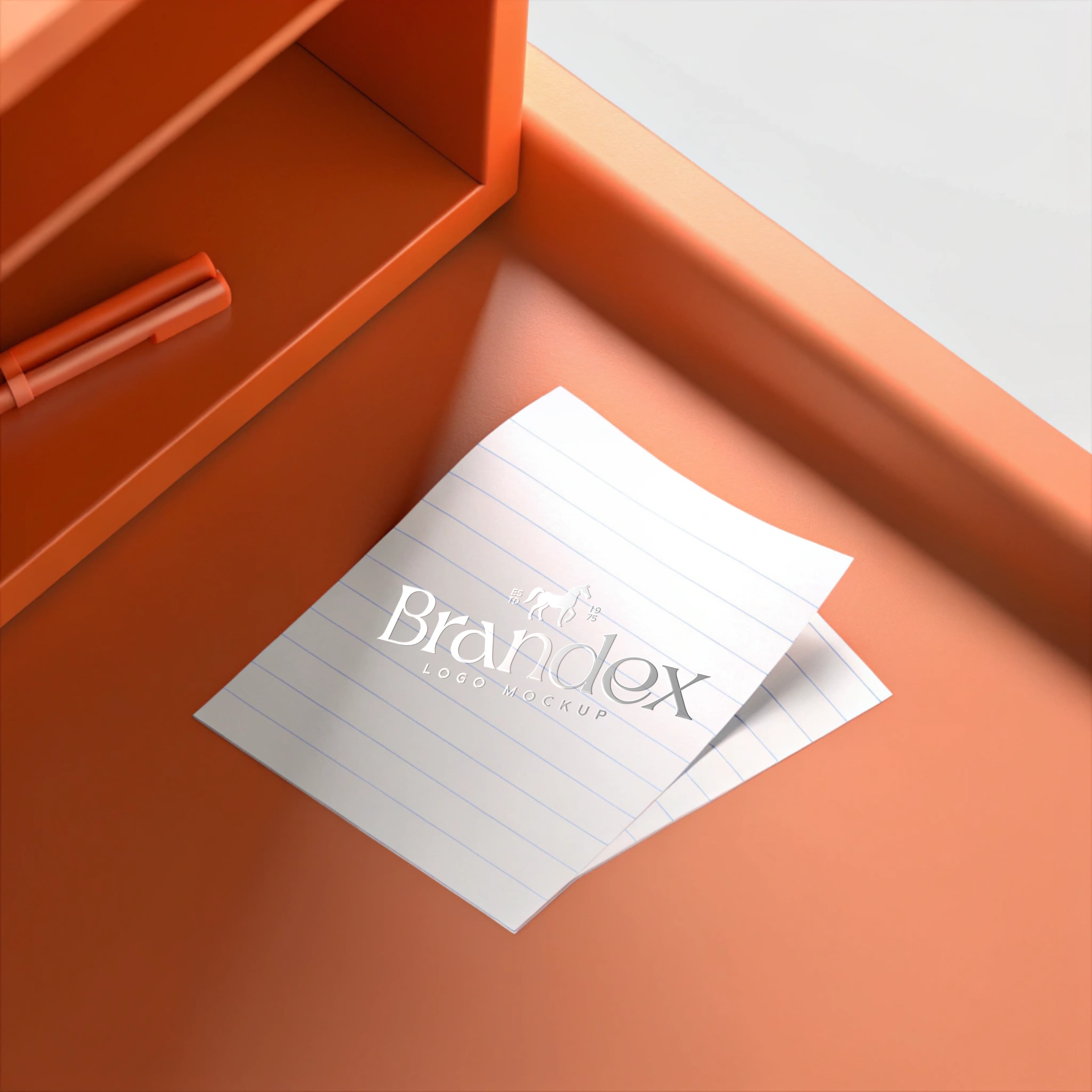 Lined paper on orange desk mockup